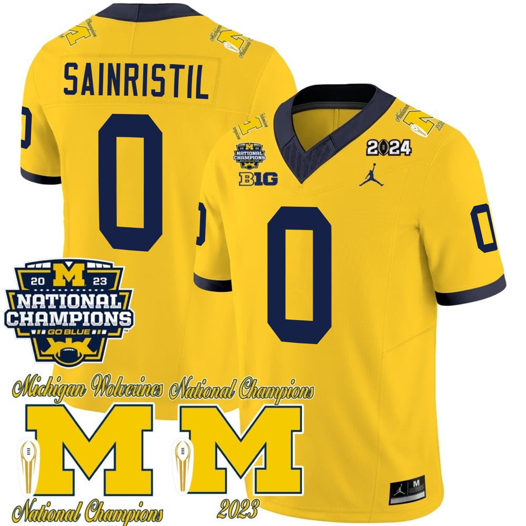 Men's Michigan Wolverines CFP 2023 National Champions Patch Vapor Jersey - All Stitched