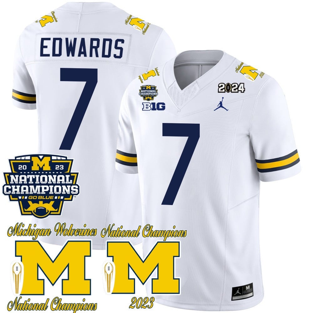 Men's Michigan Wolverines CFP 2023 National Champions Patch Vapor Jersey - All Stitched
