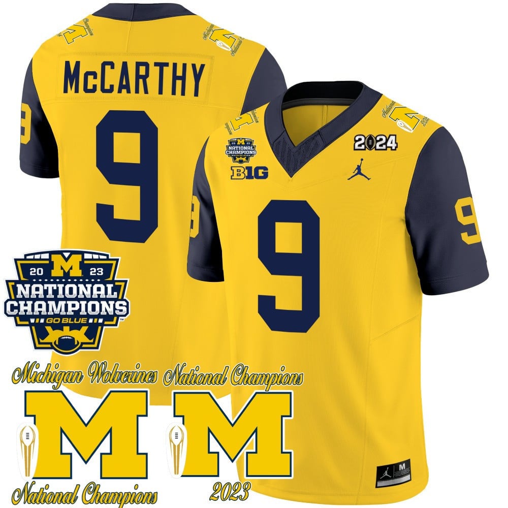 Men's Michigan Wolverines CFP 2023 National Champions Patch Vapor Jersey - All Stitched