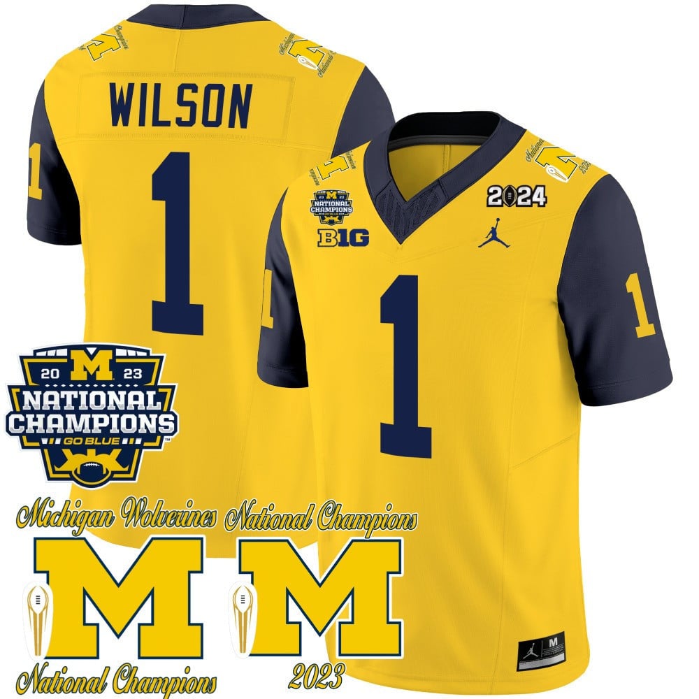 Men's Michigan Wolverines CFP 2023 National Champions Patch Vapor Jersey - All Stitched