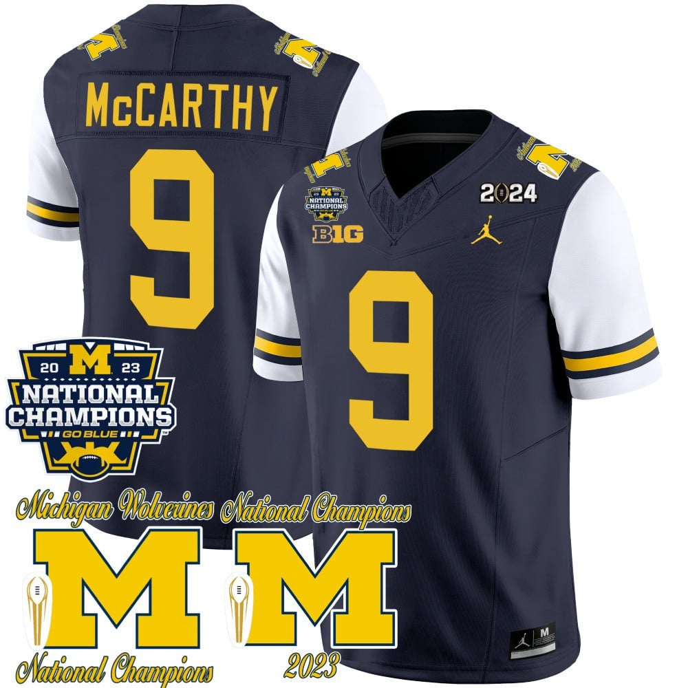 Men's Michigan Wolverines CFP 2023 National Champions Patch Vapor Jersey - All Stitched