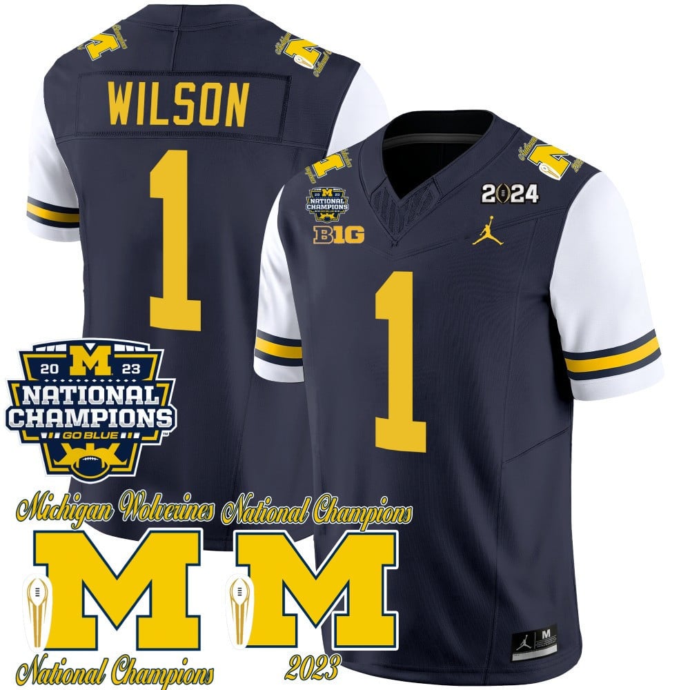 Men's Michigan Wolverines CFP 2023 National Champions Patch Vapor Jersey - All Stitched