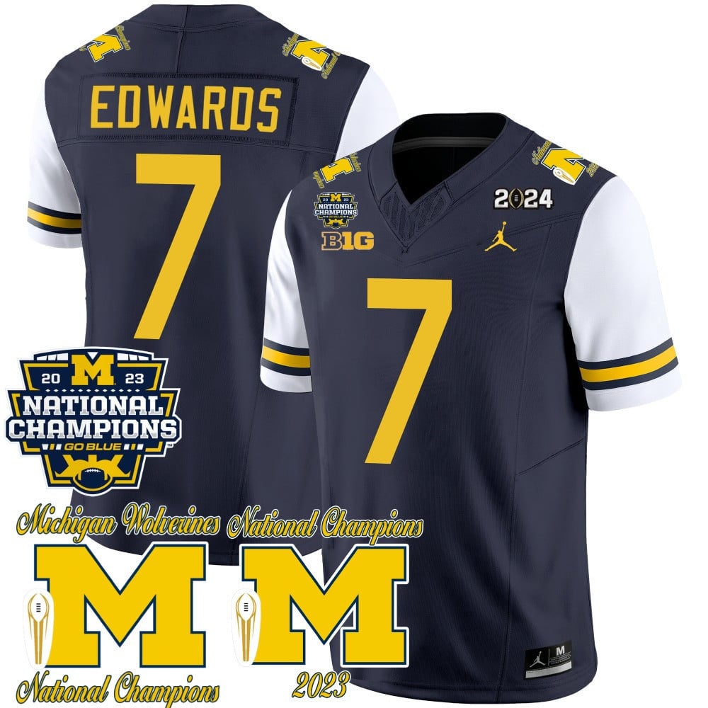 Men's Michigan Wolverines CFP 2023 National Champions Patch Vapor Jersey - All Stitched