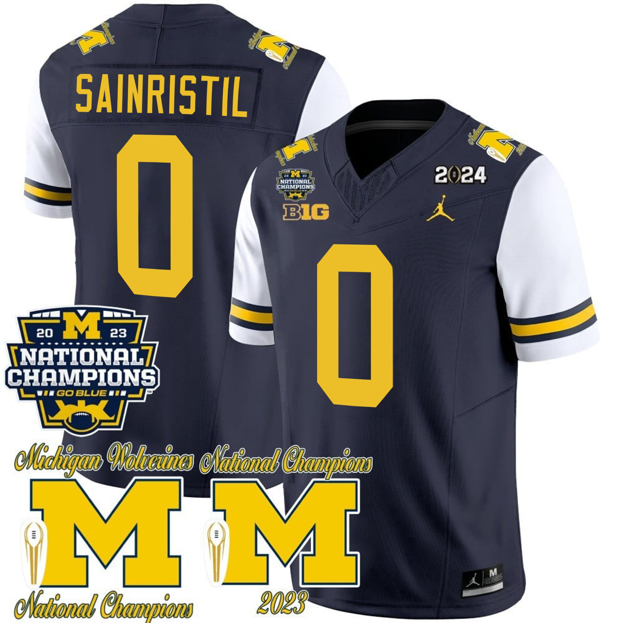 Men's Michigan Wolverines CFP 2023 National Champions Patch Vapor Jersey - All Stitched
