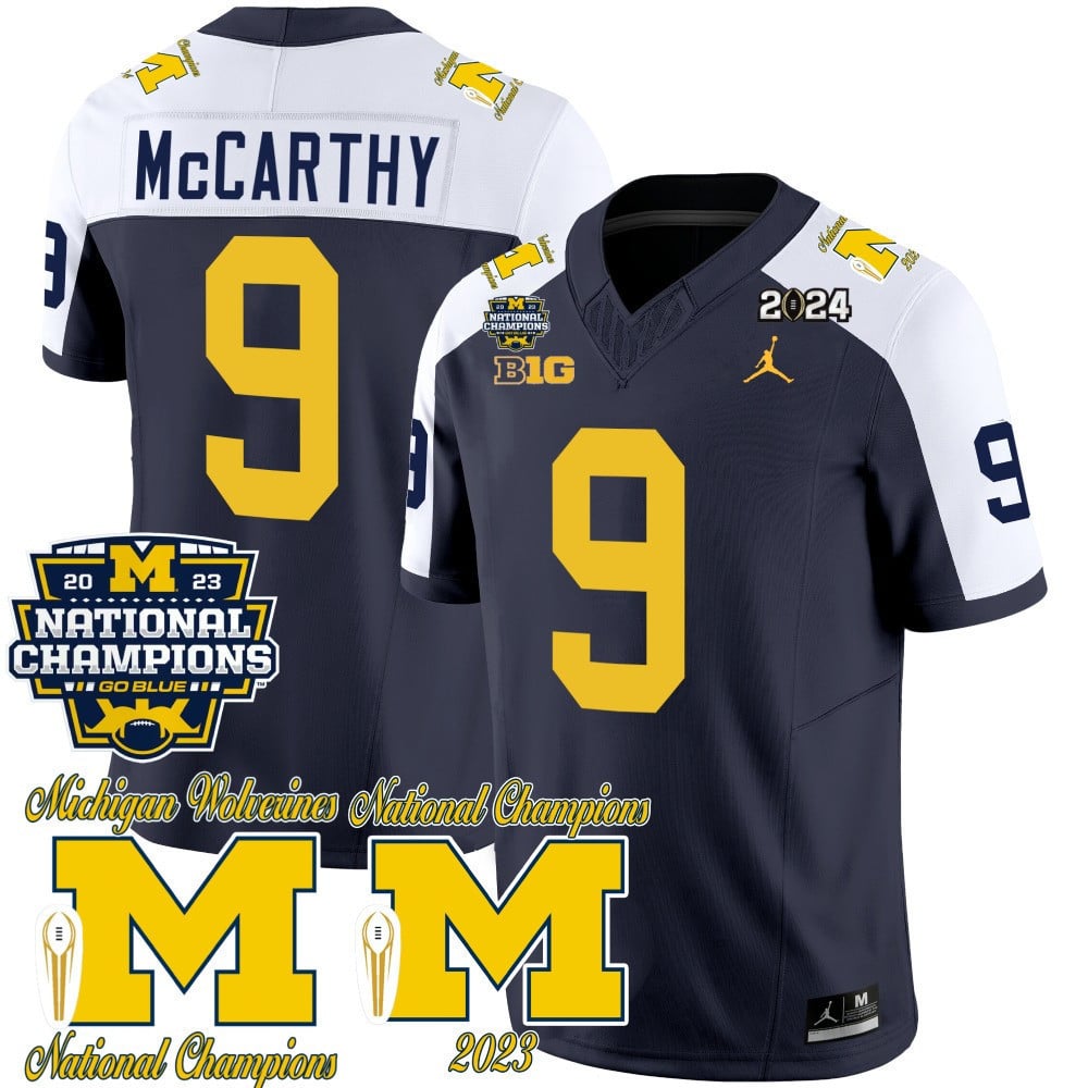 Men's Michigan Wolverines CFP 2023 National Champions Patch Vapor Jersey - All Stitched