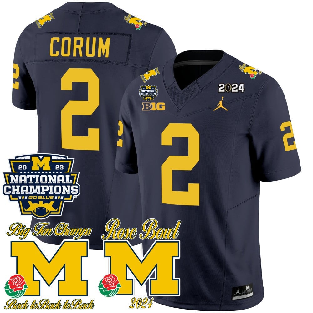 Men's Michigan Wolverines 2023 National Champions & Rose Bowl Patch Vapor Jersey - All Stitched