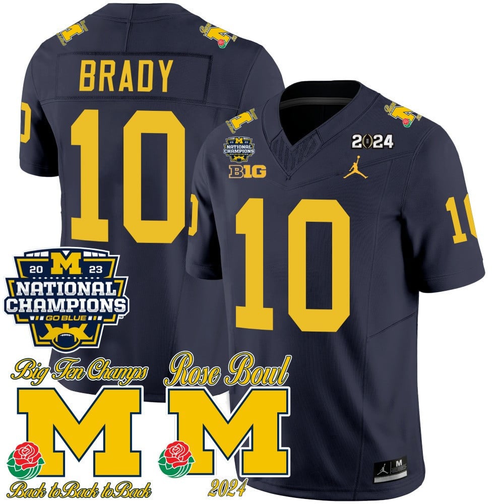 Men's Michigan Wolverines 2023 National Champions & Rose Bowl Patch Vapor Jersey - All Stitched