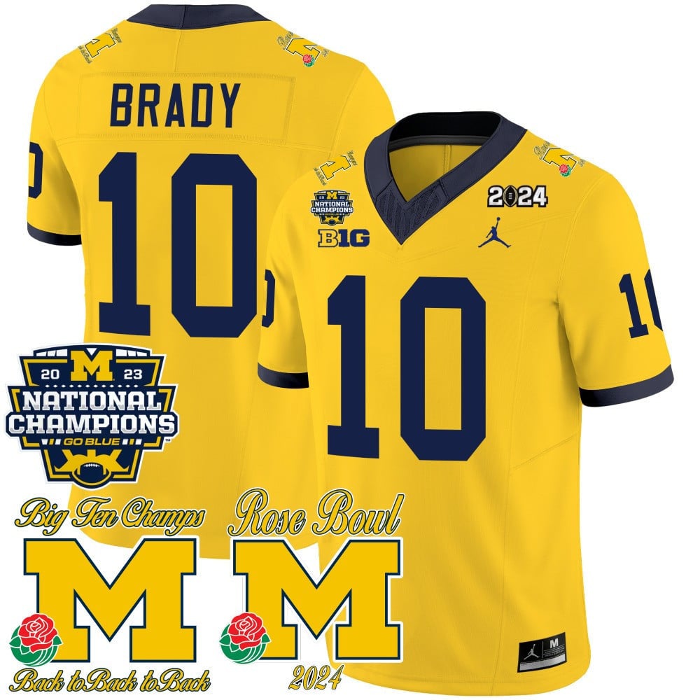 Men's Michigan Wolverines 2023 National Champions & Rose Bowl Patch Vapor Jersey - All Stitched