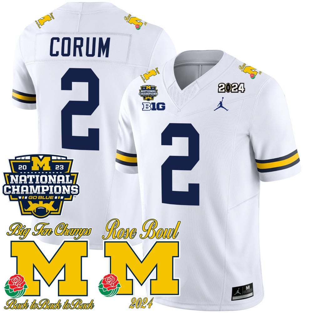 Men's Michigan Wolverines 2023 National Champions & Rose Bowl Patch Vapor Jersey - All Stitched