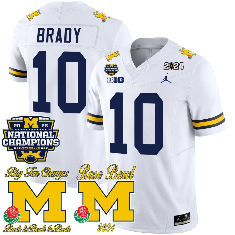 Men's Michigan Wolverines 2023 National Champions & Rose Bowl Patch Vapor Jersey - All Stitched