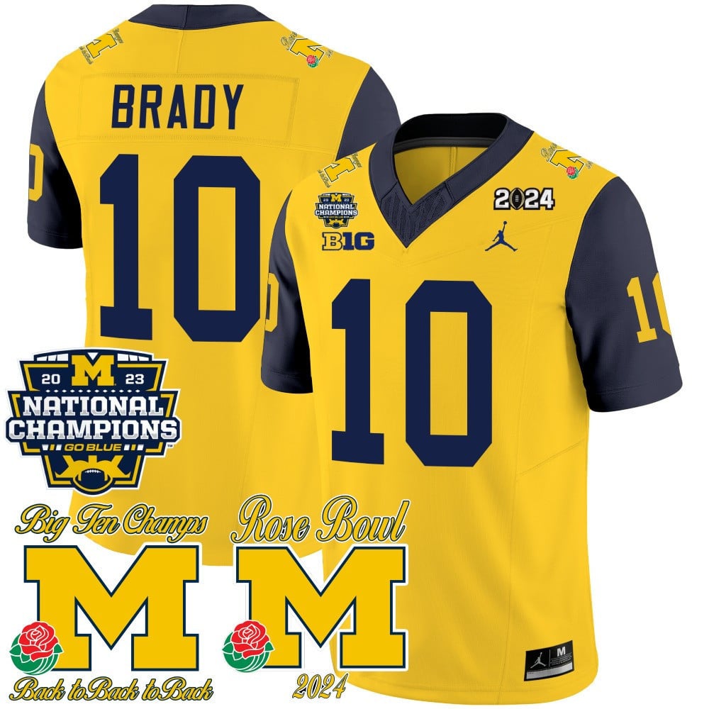 Men's Michigan Wolverines 2023 National Champions & Rose Bowl Patch Vapor Jersey - All Stitched