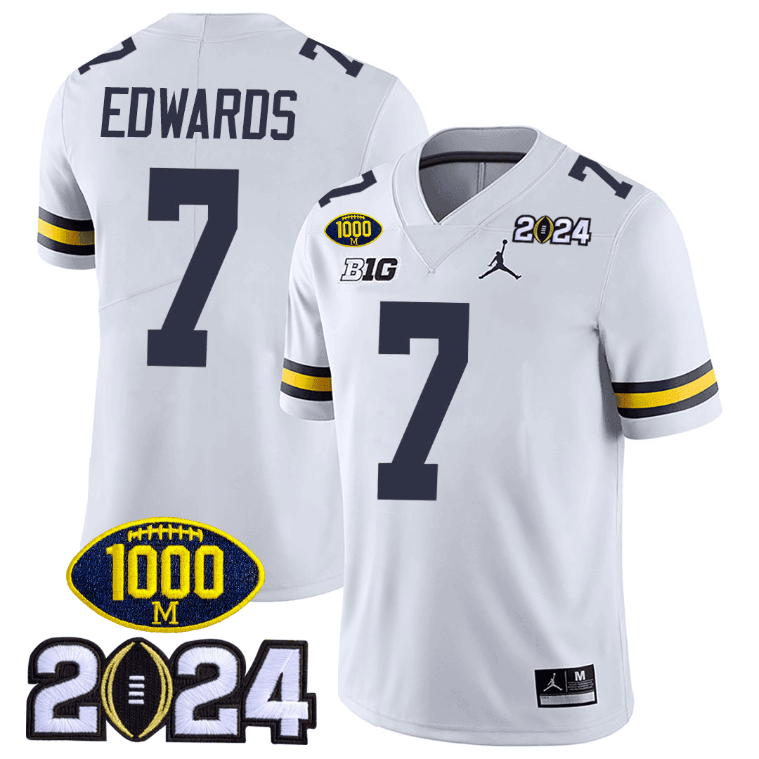 Men's Michigan Wolverines 1000 Wins & 2024 College Bowl Patch Vapor Limited Jersey - All Stitched