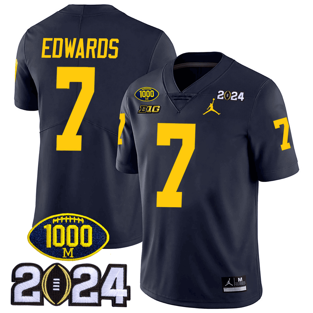 Men's Michigan Wolverines 1000 Wins & 2024 College Bowl Patch Vapor Limited Jersey - All Stitched