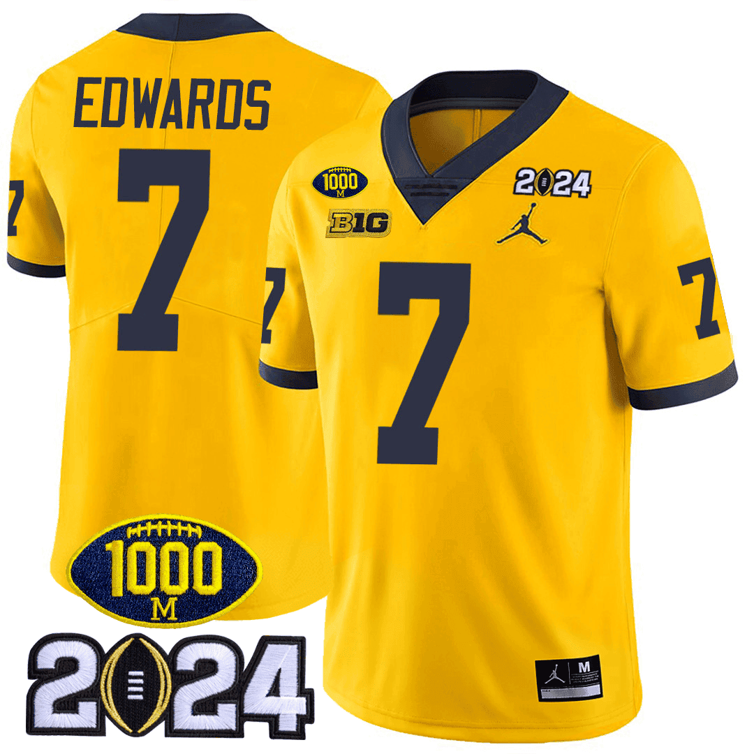 Men's Michigan Wolverines 1000 Wins & 2024 College Bowl Patch Vapor Limited Jersey - All Stitched