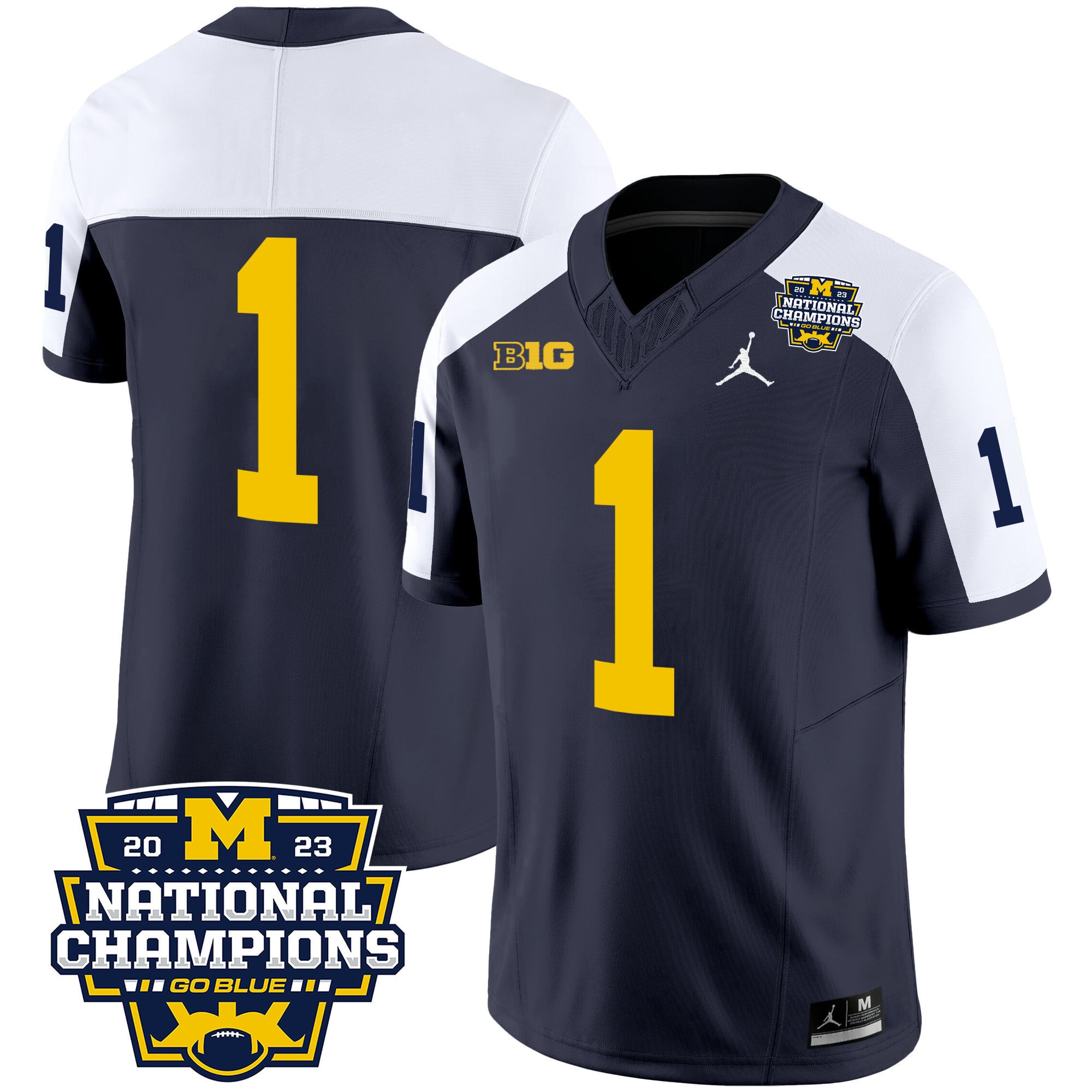 Men's Michigan Wolverines 2023 National Champions Patch Vapor Jersey V2 - All Stitched
