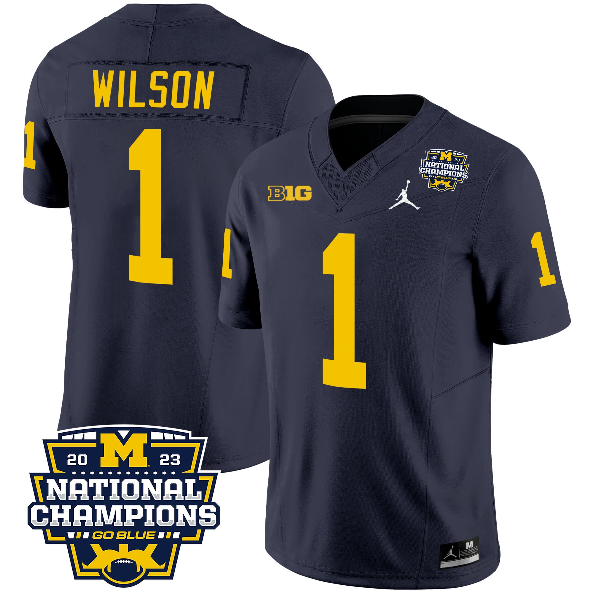 Men's Michigan Wolverines 2023 National Champions Patch Vapor Jersey V2 - All Stitched