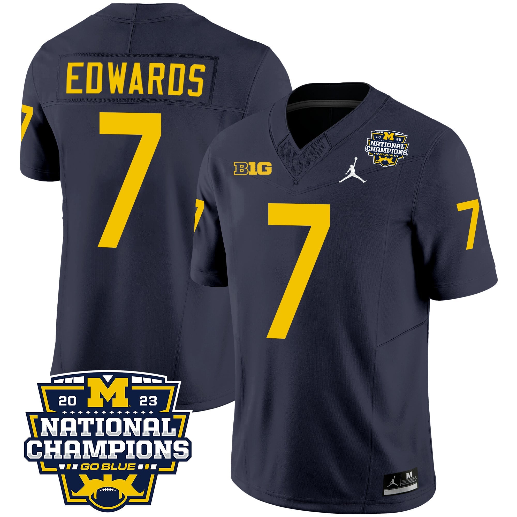 Men's Michigan Wolverines 2023 National Champions Patch Vapor Jersey V2 - All Stitched