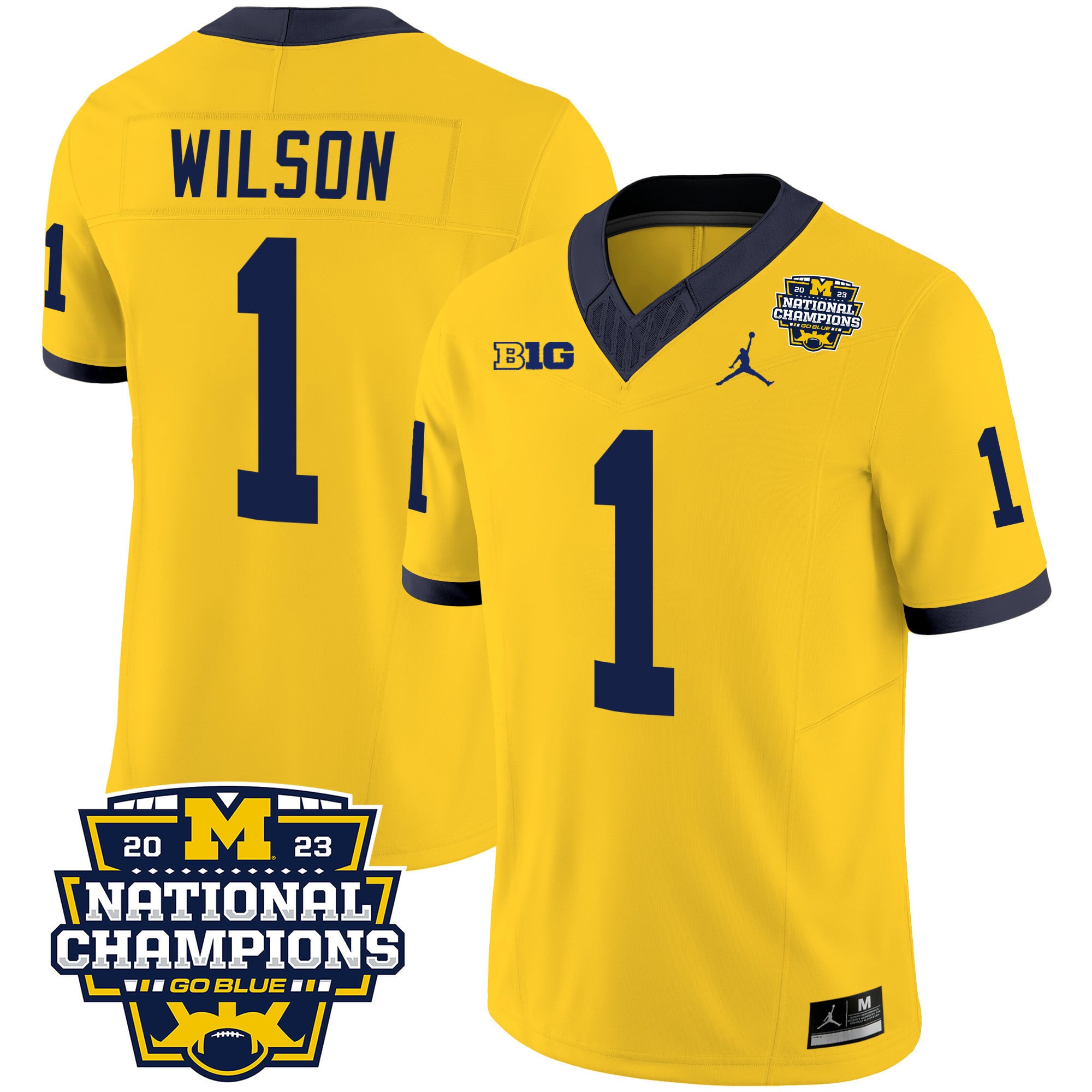Men's Michigan Wolverines 2023 National Champions Patch Vapor Jersey V2 - All Stitched