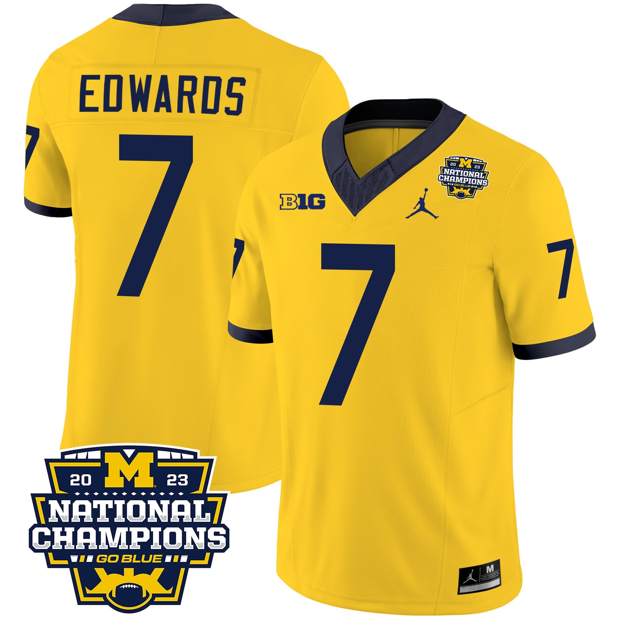 Men's Michigan Wolverines 2023 National Champions Patch Vapor Jersey V2 - All Stitched