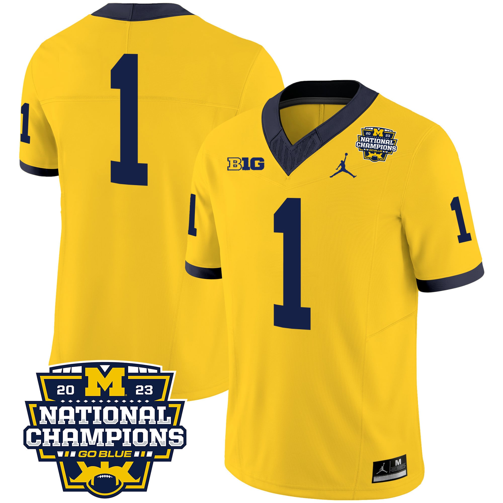 Men's Michigan Wolverines 2023 National Champions Patch Vapor Jersey V2 - All Stitched