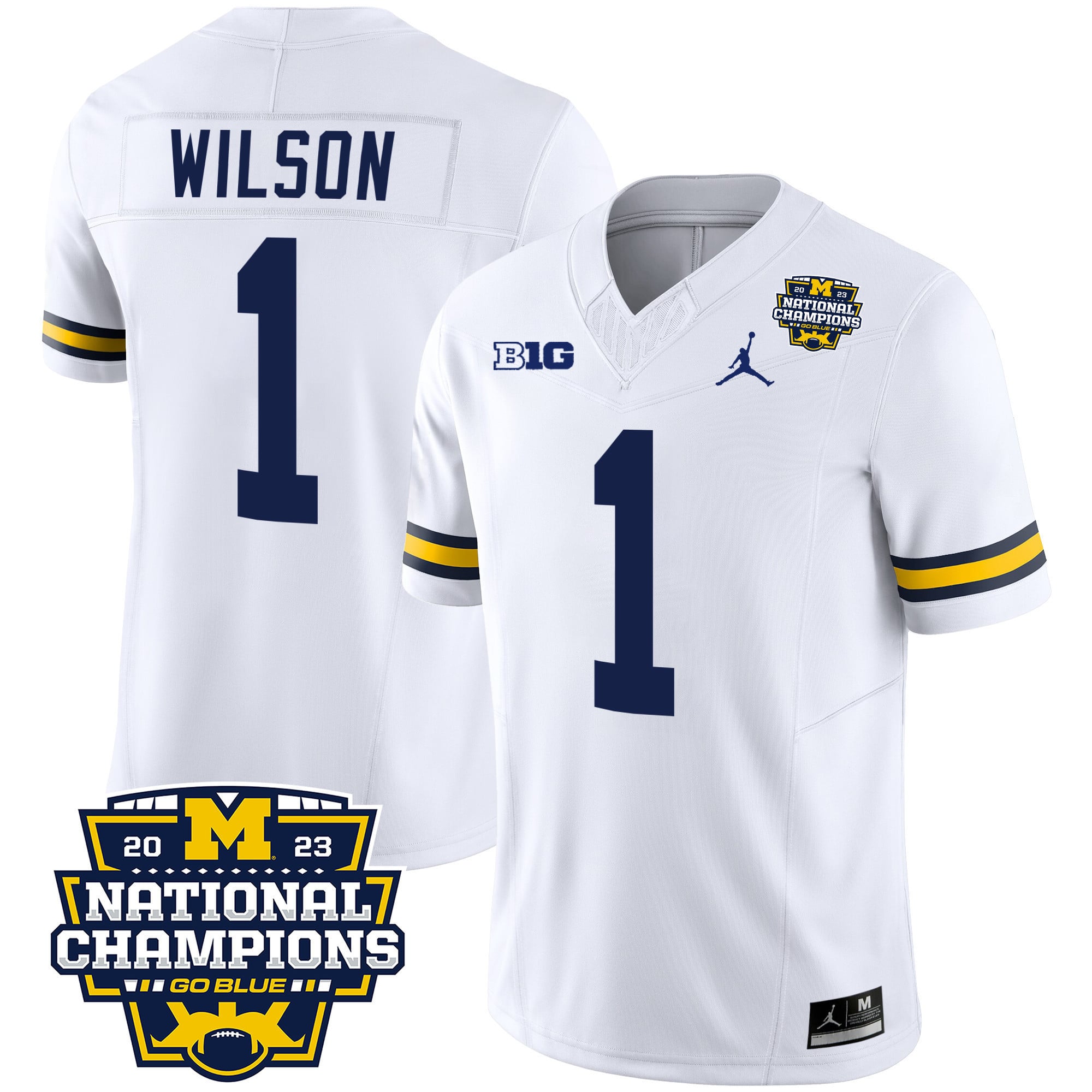 Men's Michigan Wolverines 2023 National Champions Patch Vapor Jersey V2 - All Stitched