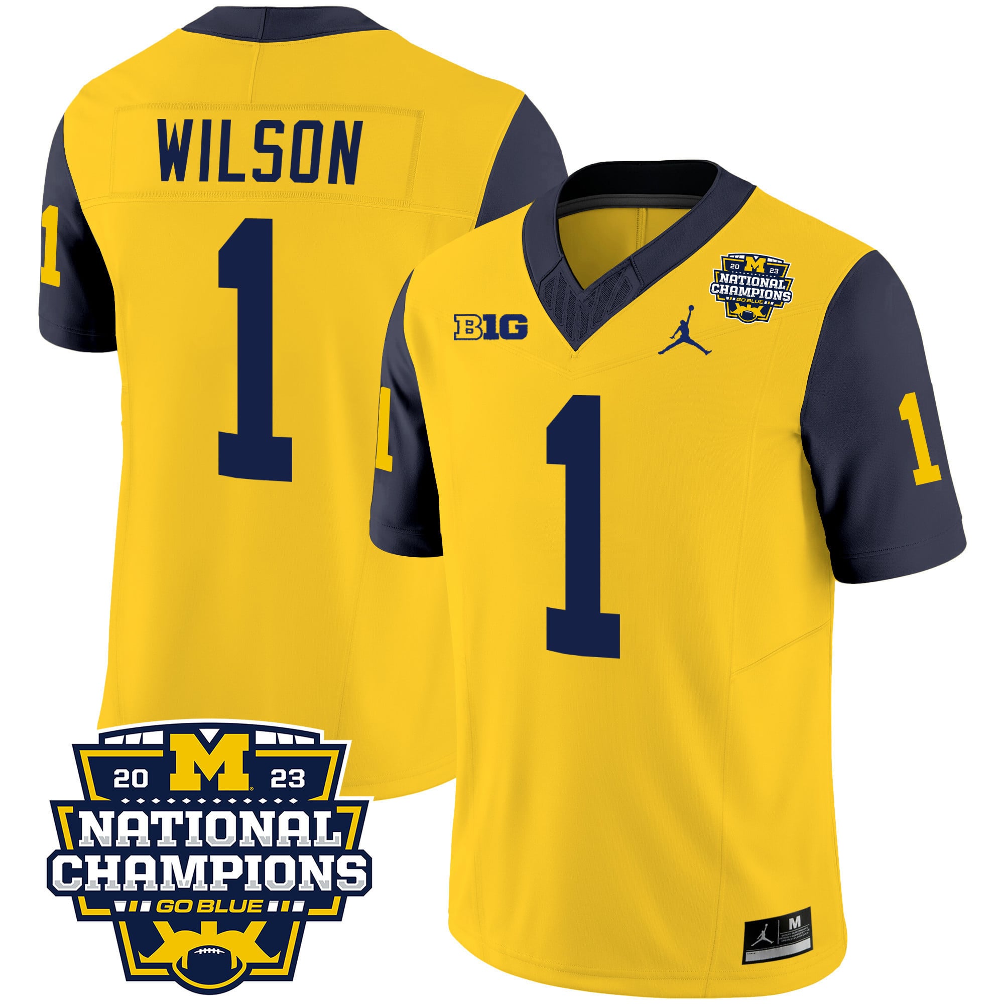 Men's Michigan Wolverines 2023 National Champions Patch Vapor Jersey V2 - All Stitched