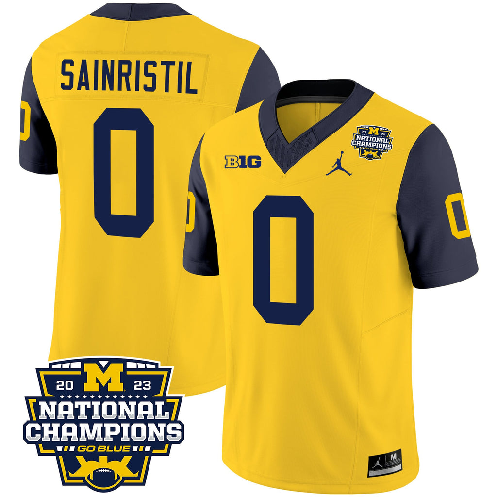 Men's Michigan Wolverines 2023 National Champions Patch Vapor Jersey V2 - All Stitched
