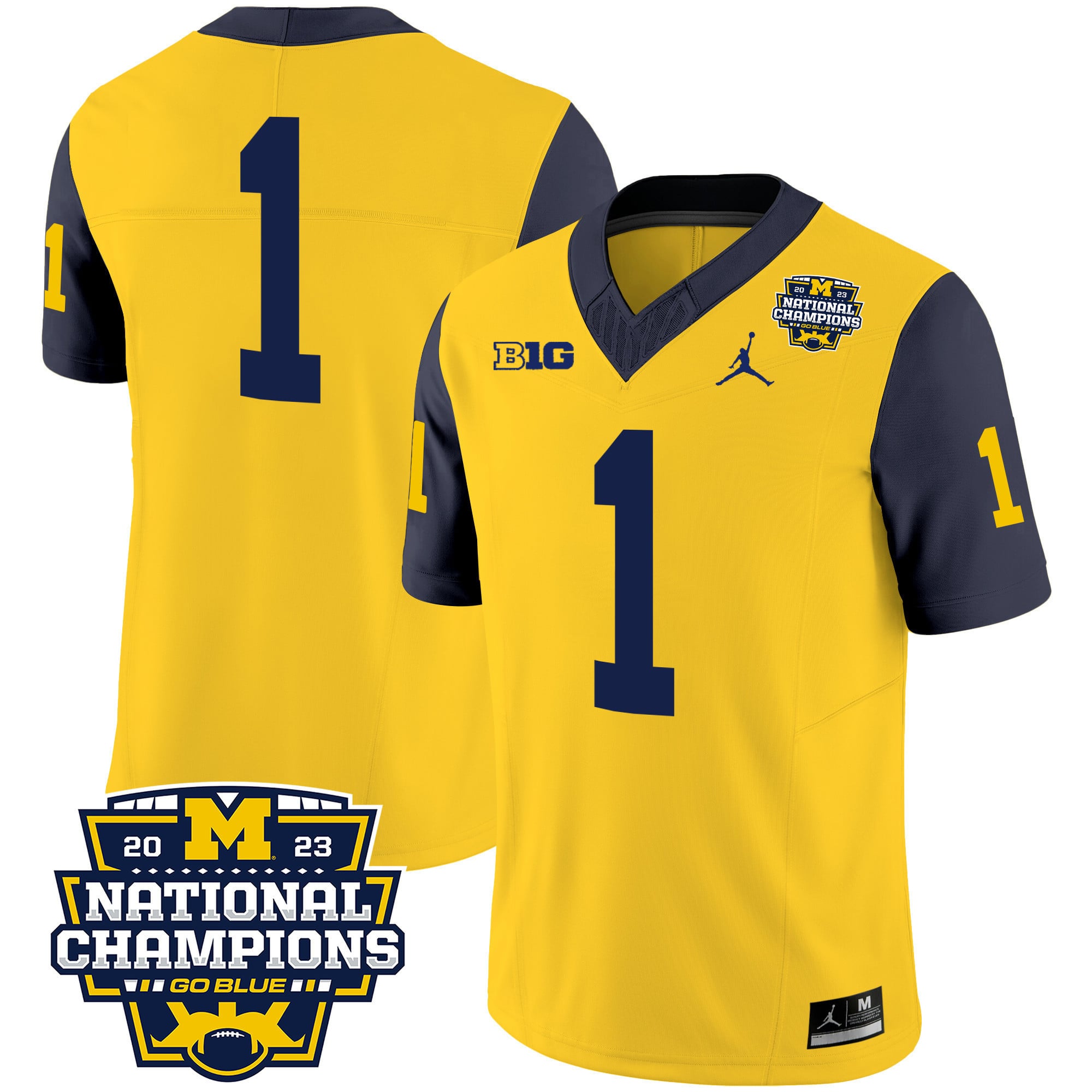 Men's Michigan Wolverines 2023 National Champions Patch Vapor Jersey V2 - All Stitched