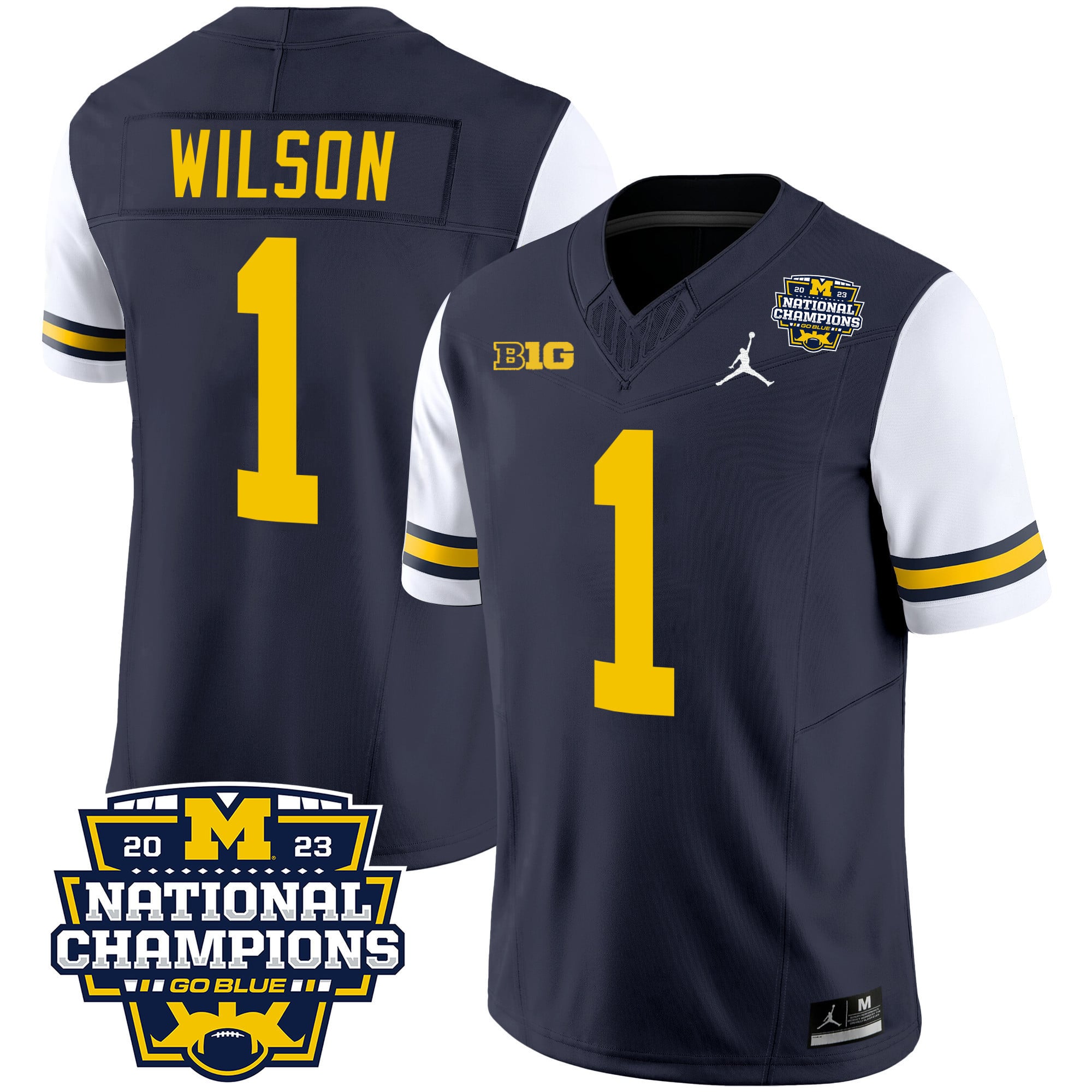 Men's Michigan Wolverines 2023 National Champions Patch Vapor Jersey V2 - All Stitched