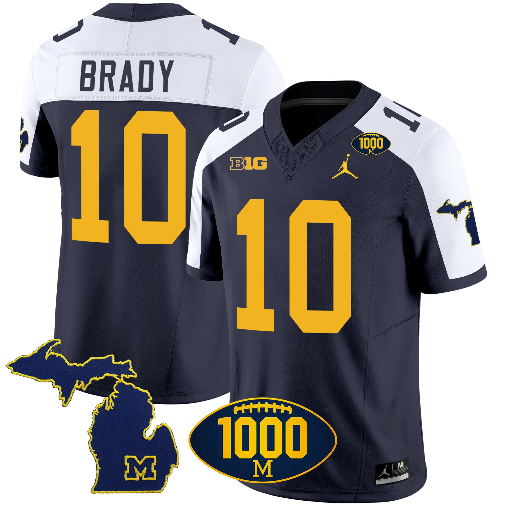 Men's Michigan Wolverines 1000 Wins Patch Vapor Jersey V3 - All Stitched