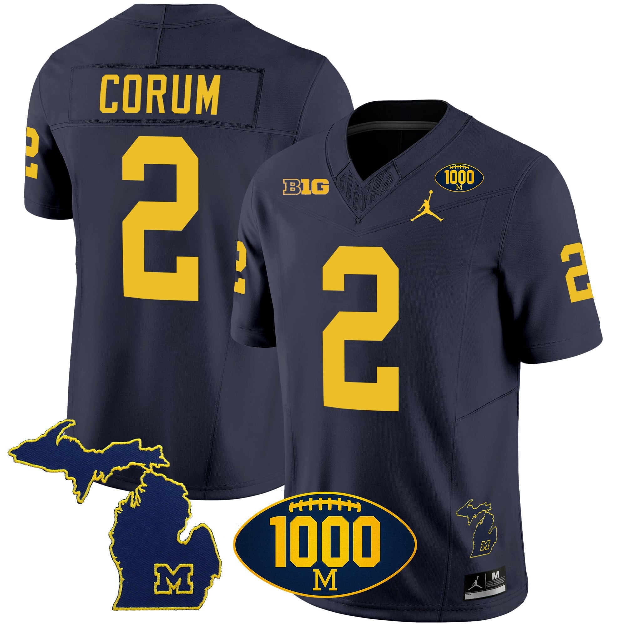 Men's Michigan Wolverines 1000 Wins Patch Vapor Jersey V3 - All Stitched