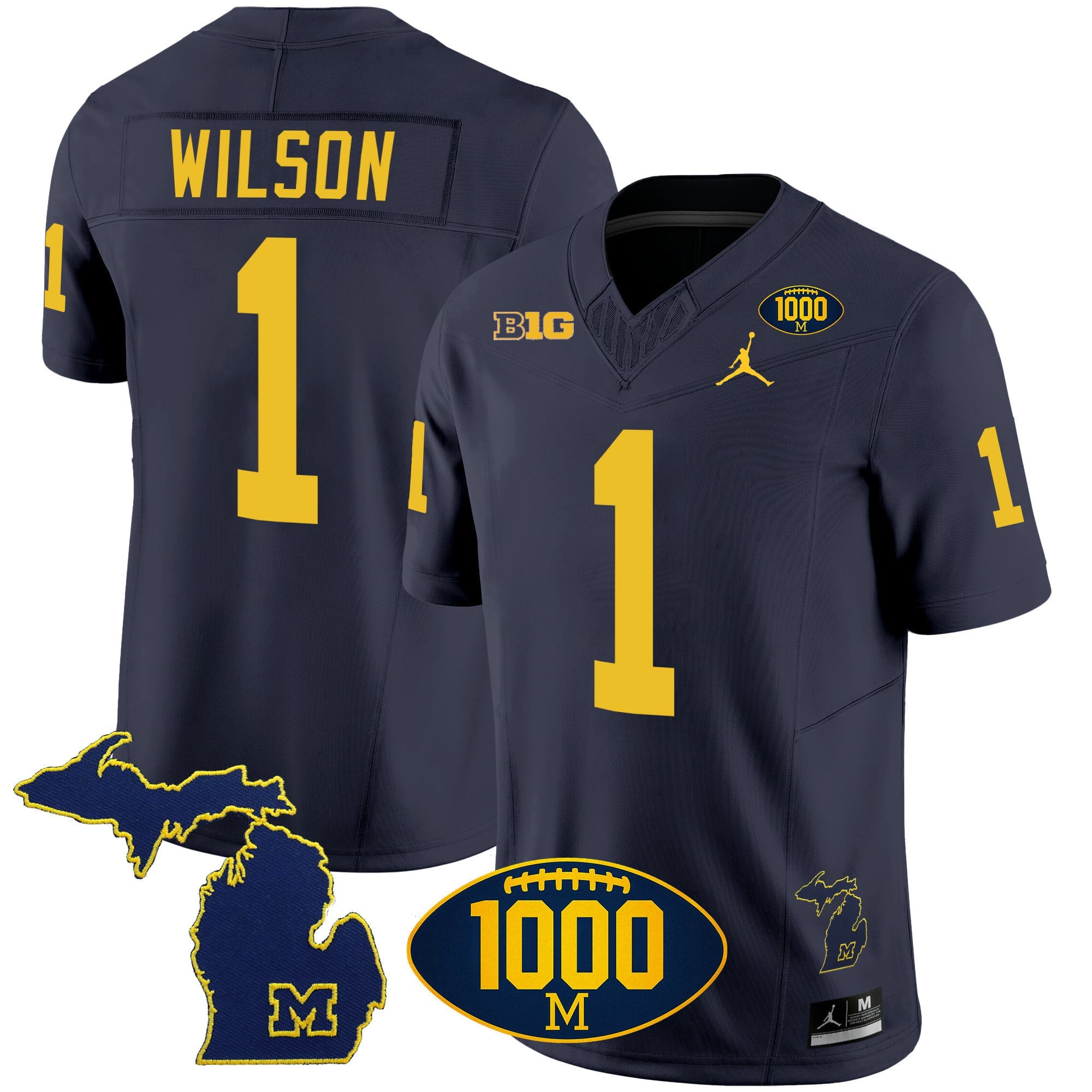 Men's Michigan Wolverines 1000 Wins Patch Vapor Jersey V3 - All Stitched