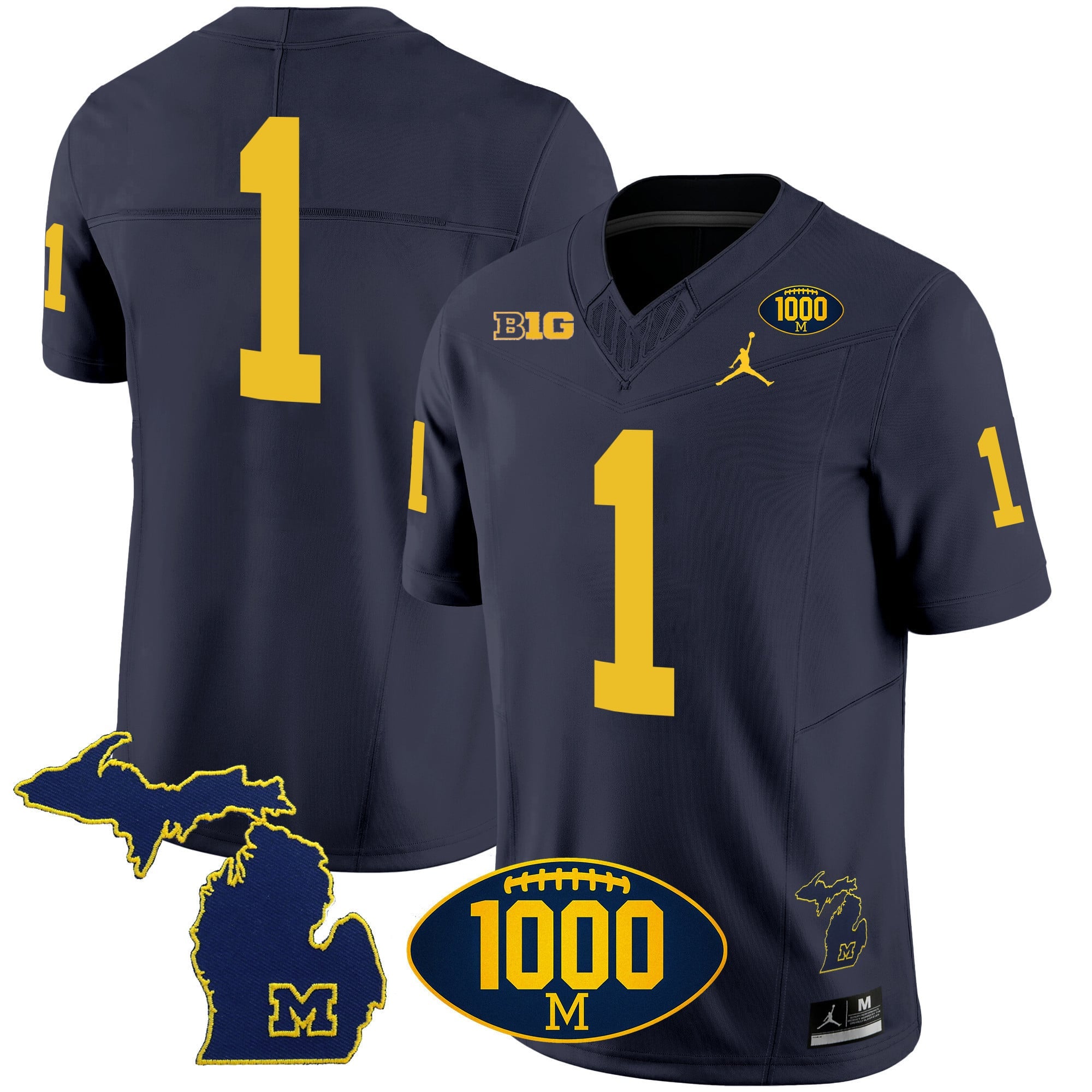 Men's Michigan Wolverines 1000 Wins Patch Vapor Jersey V3 - All Stitched