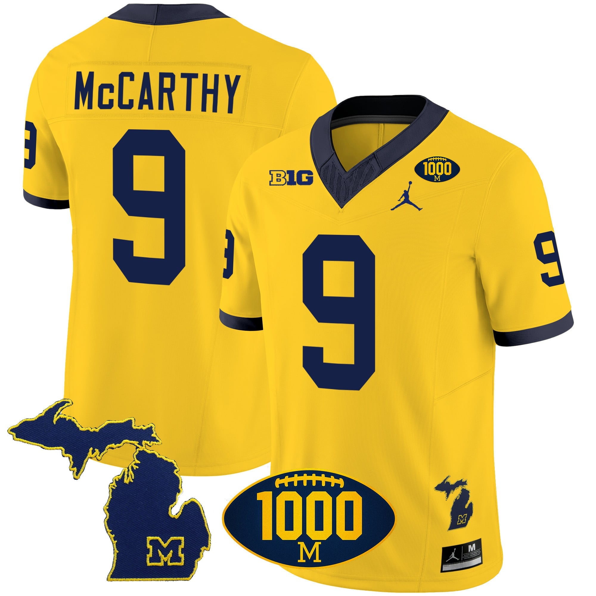 Men's Michigan Wolverines 1000 Wins Patch Vapor Jersey V3 - All Stitched