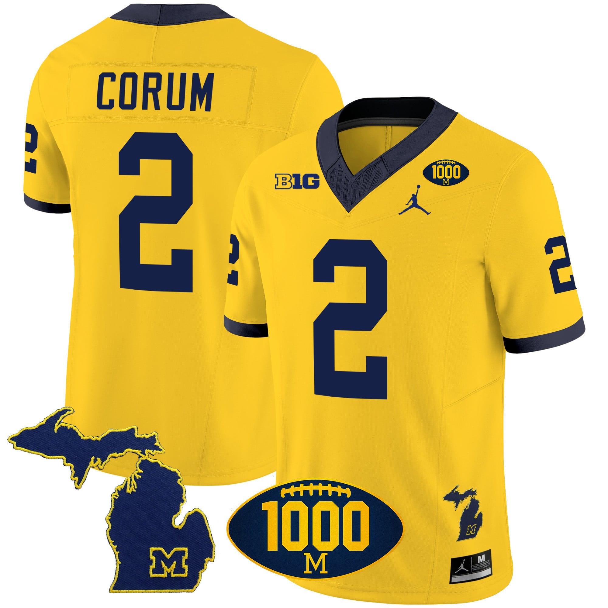Men's Michigan Wolverines 1000 Wins Patch Vapor Jersey V3 - All Stitched