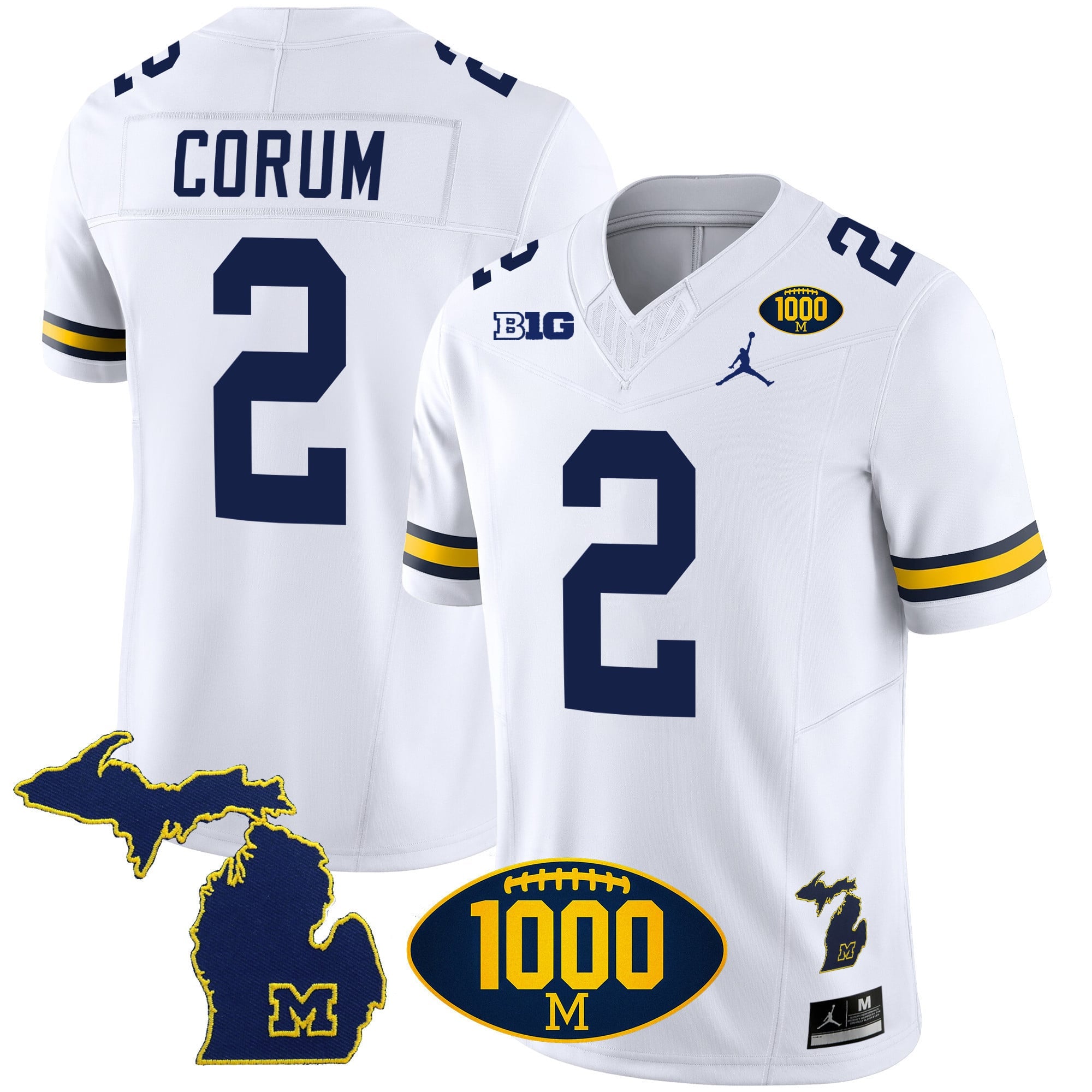 Men's Michigan Wolverines 1000 Wins Patch Vapor Jersey V3 - All Stitched