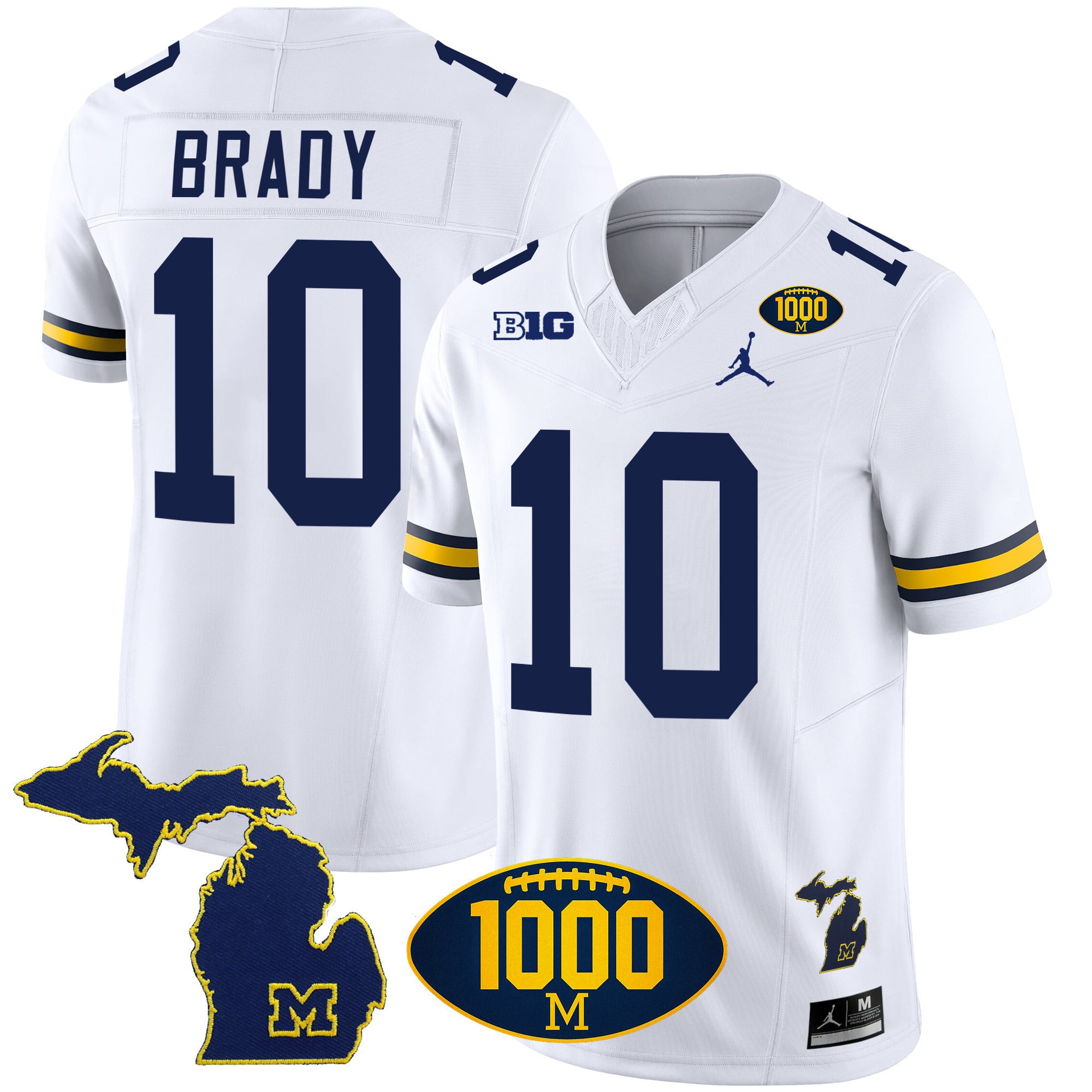Men's Michigan Wolverines 1000 Wins Patch Vapor Jersey V3 - All Stitched