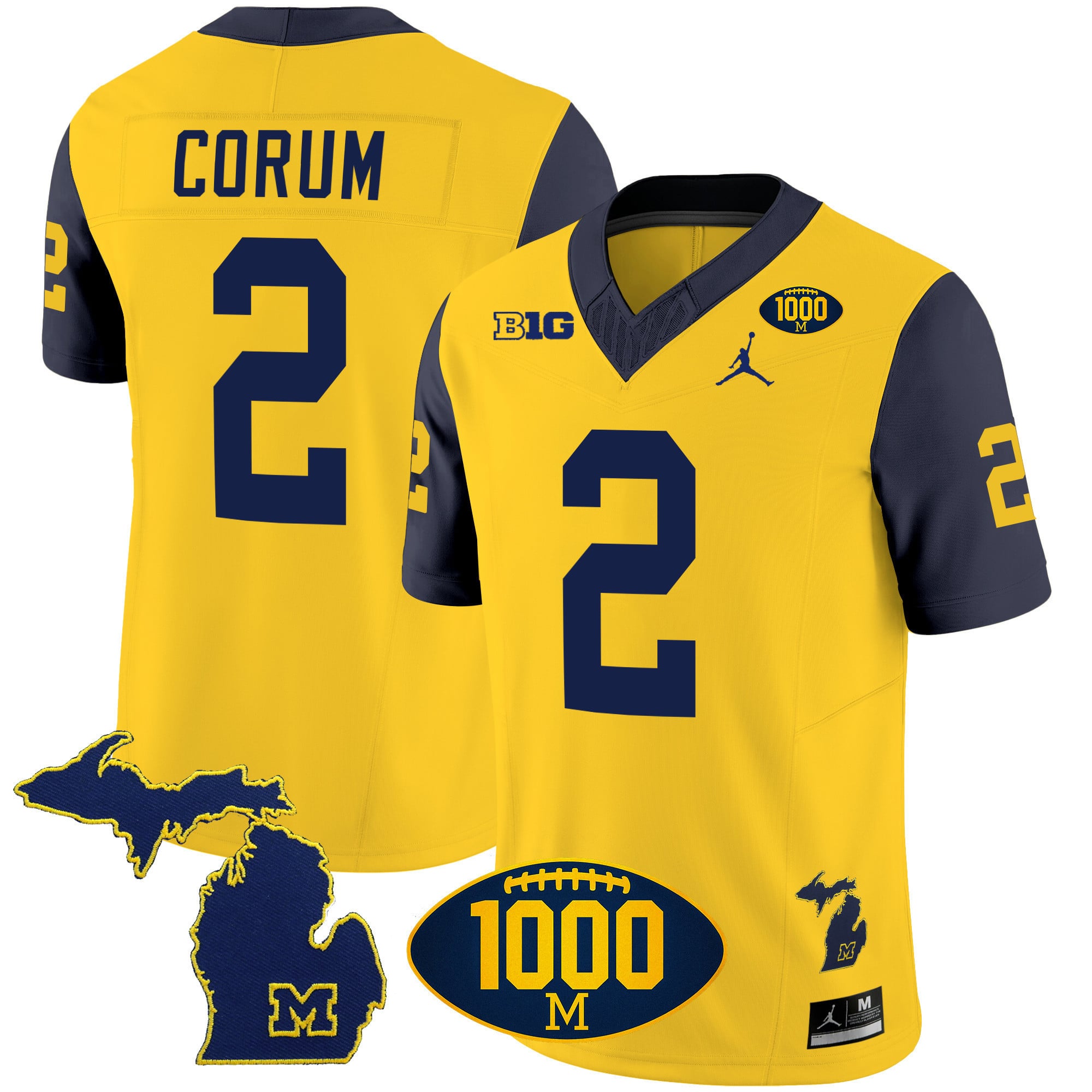 Men's Michigan Wolverines 1000 Wins Patch Vapor Jersey V3 - All Stitched