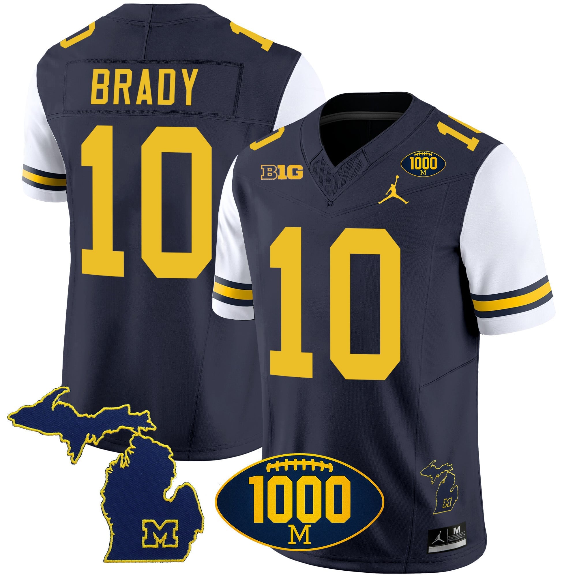 Men's Michigan Wolverines 1000 Wins Patch Vapor Jersey V3 - All Stitched