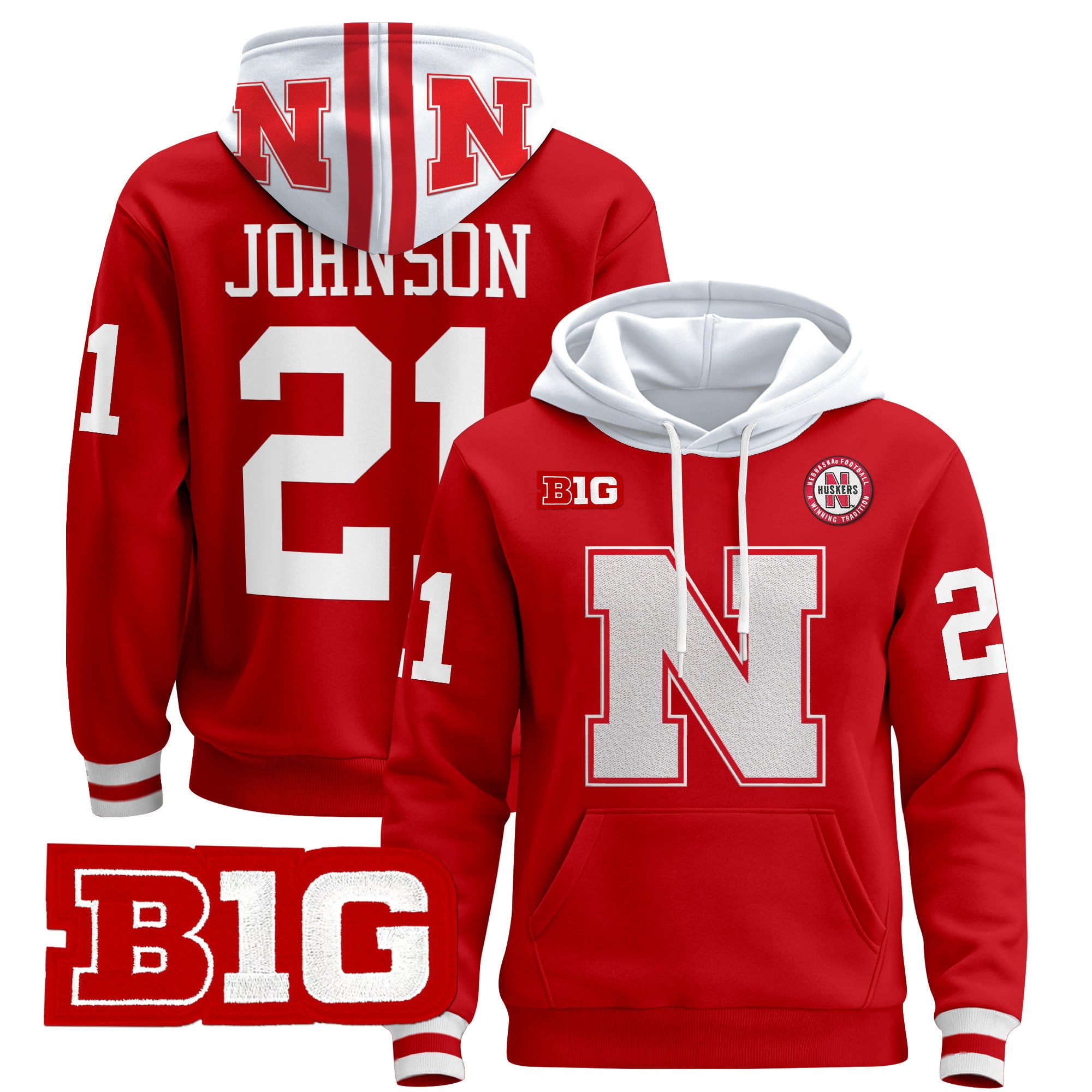 Men's Nebraska Cornhuskers 2024 Pullover Hoodie V2 - All Stitched