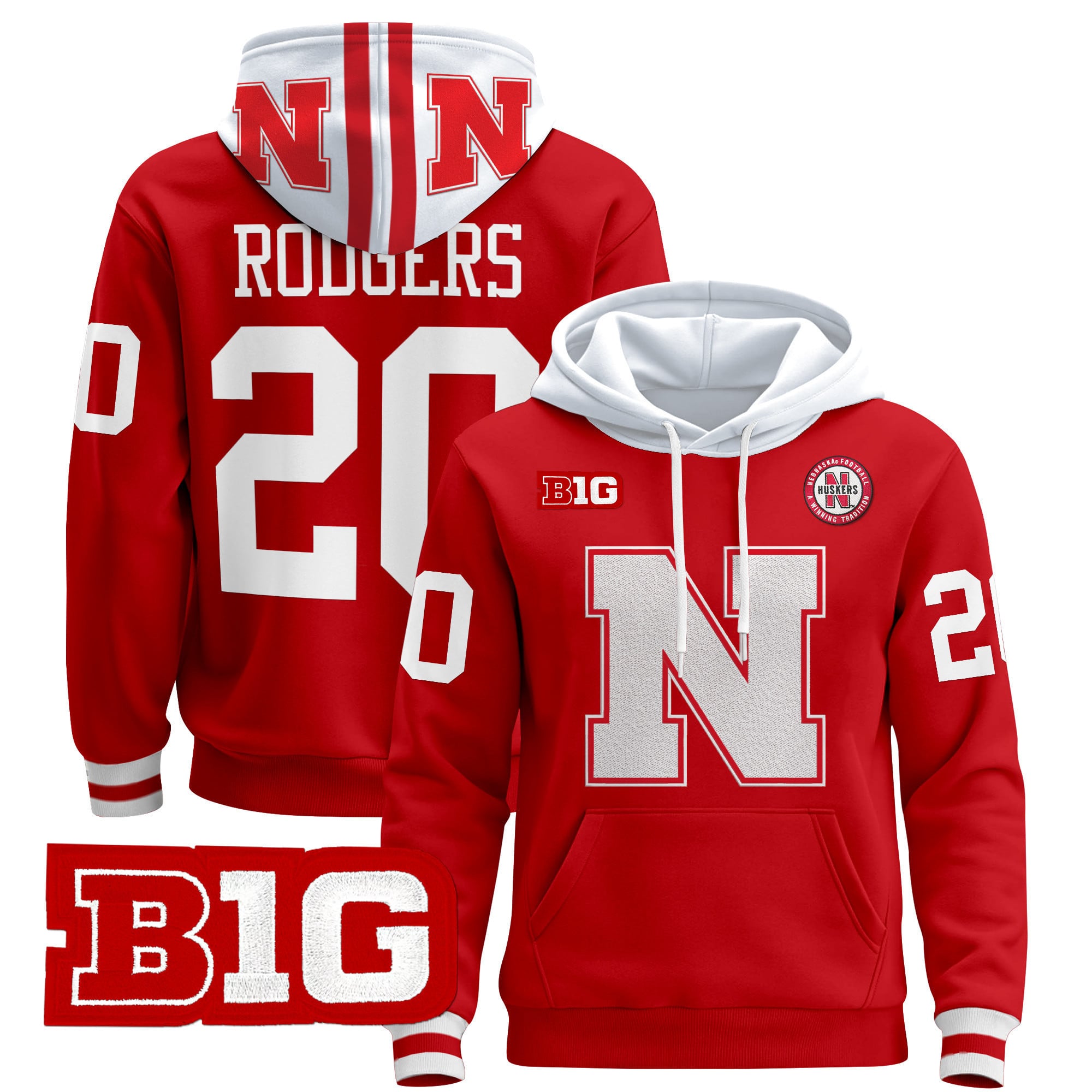 Men's Nebraska Cornhuskers 2024 Pullover Hoodie V2 - All Stitched