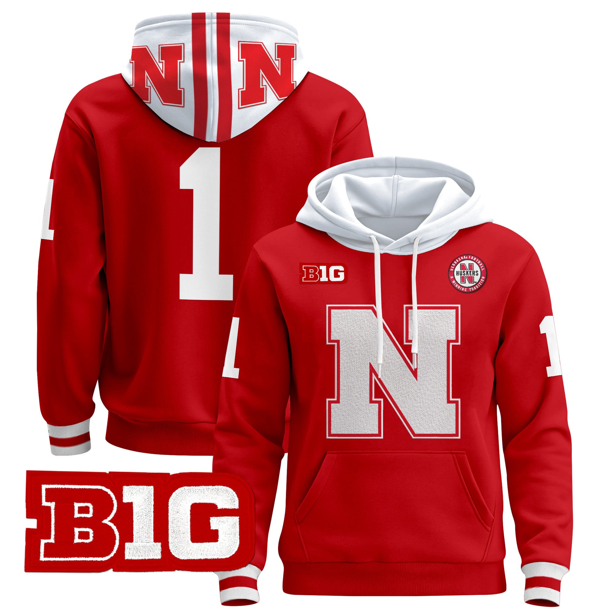 Men's Nebraska Cornhuskers 2024 Pullover Hoodie V2 - All Stitched