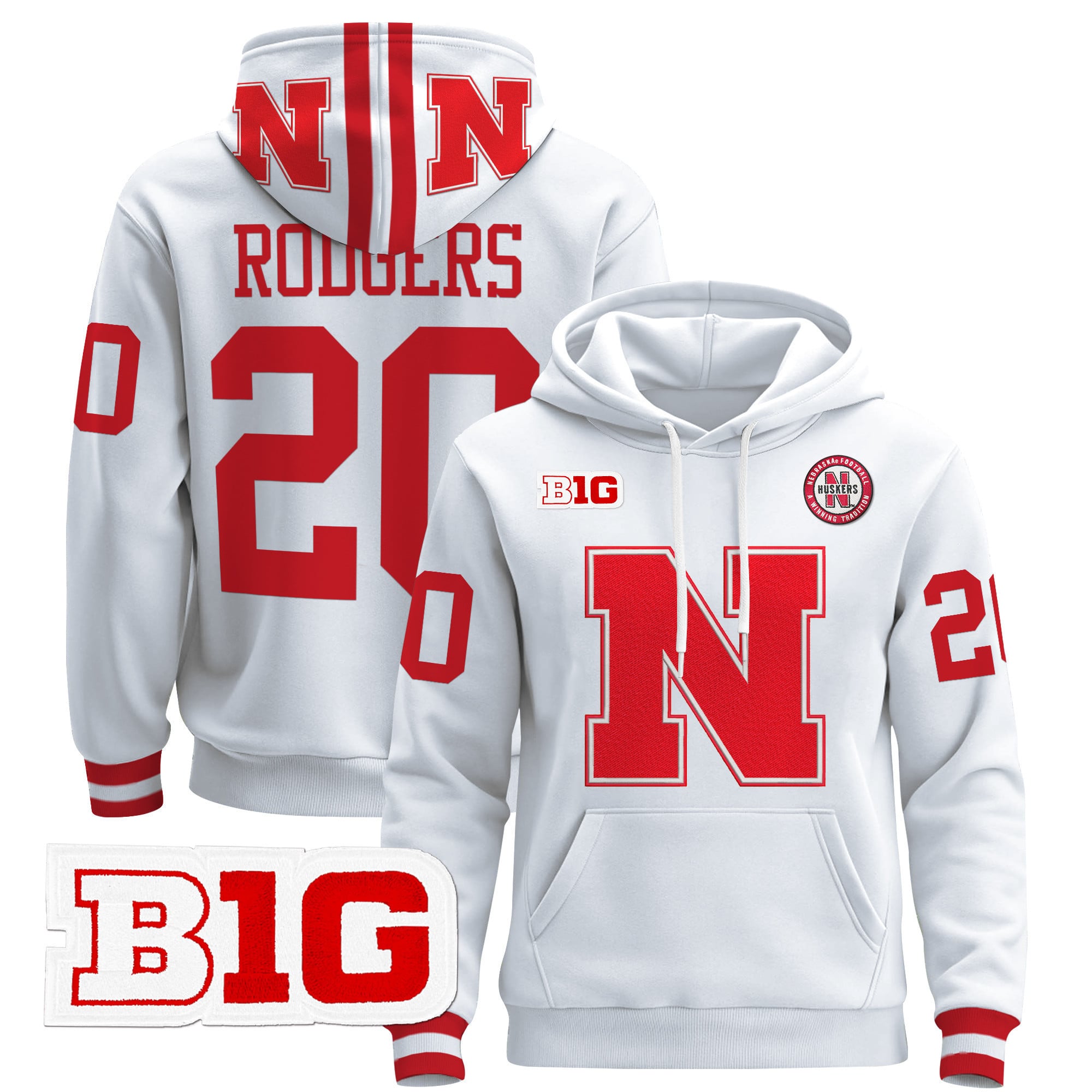 Men's Nebraska Cornhuskers 2024 Pullover Hoodie V2 - All Stitched