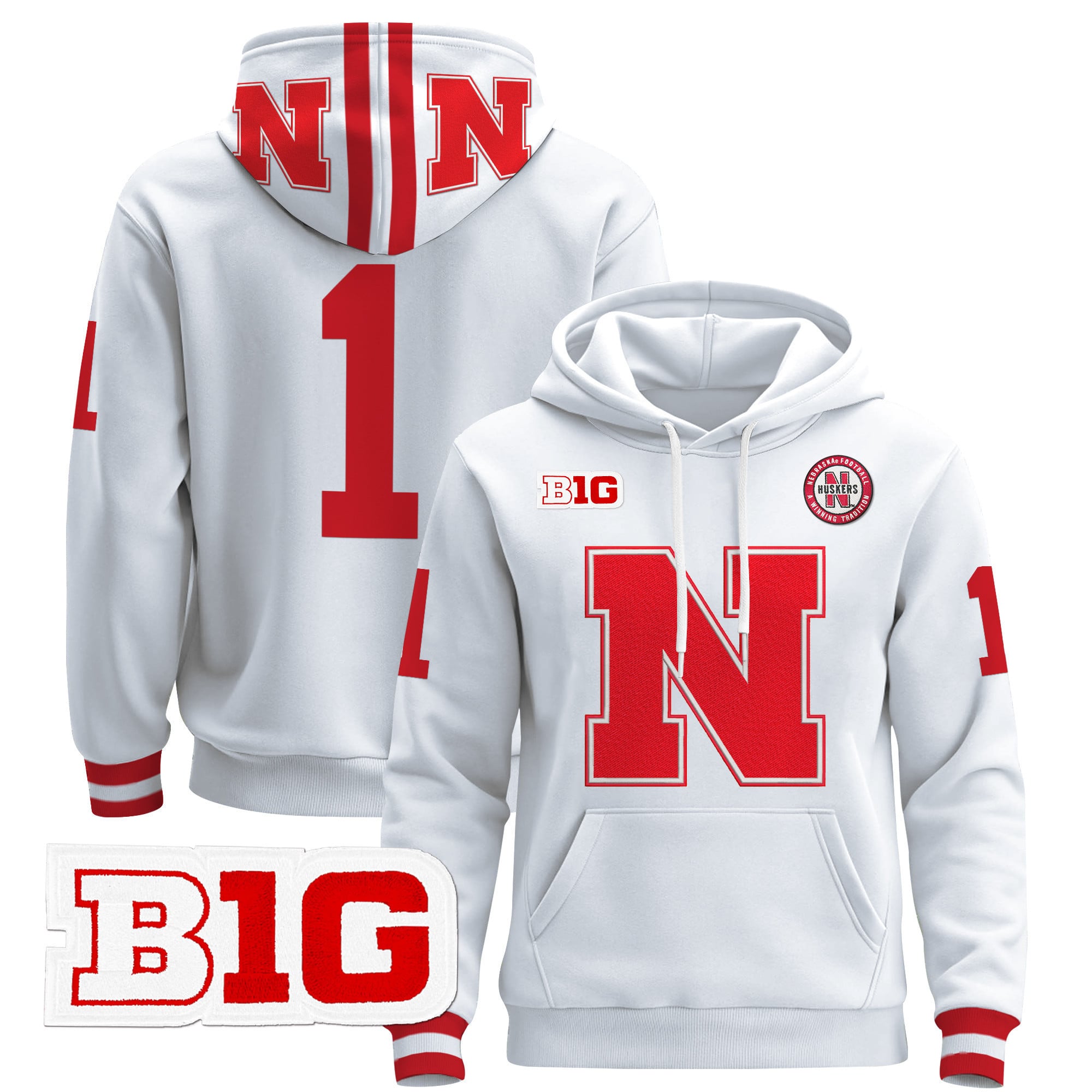 Men's Nebraska Cornhuskers 2024 Pullover Hoodie V2 - All Stitched