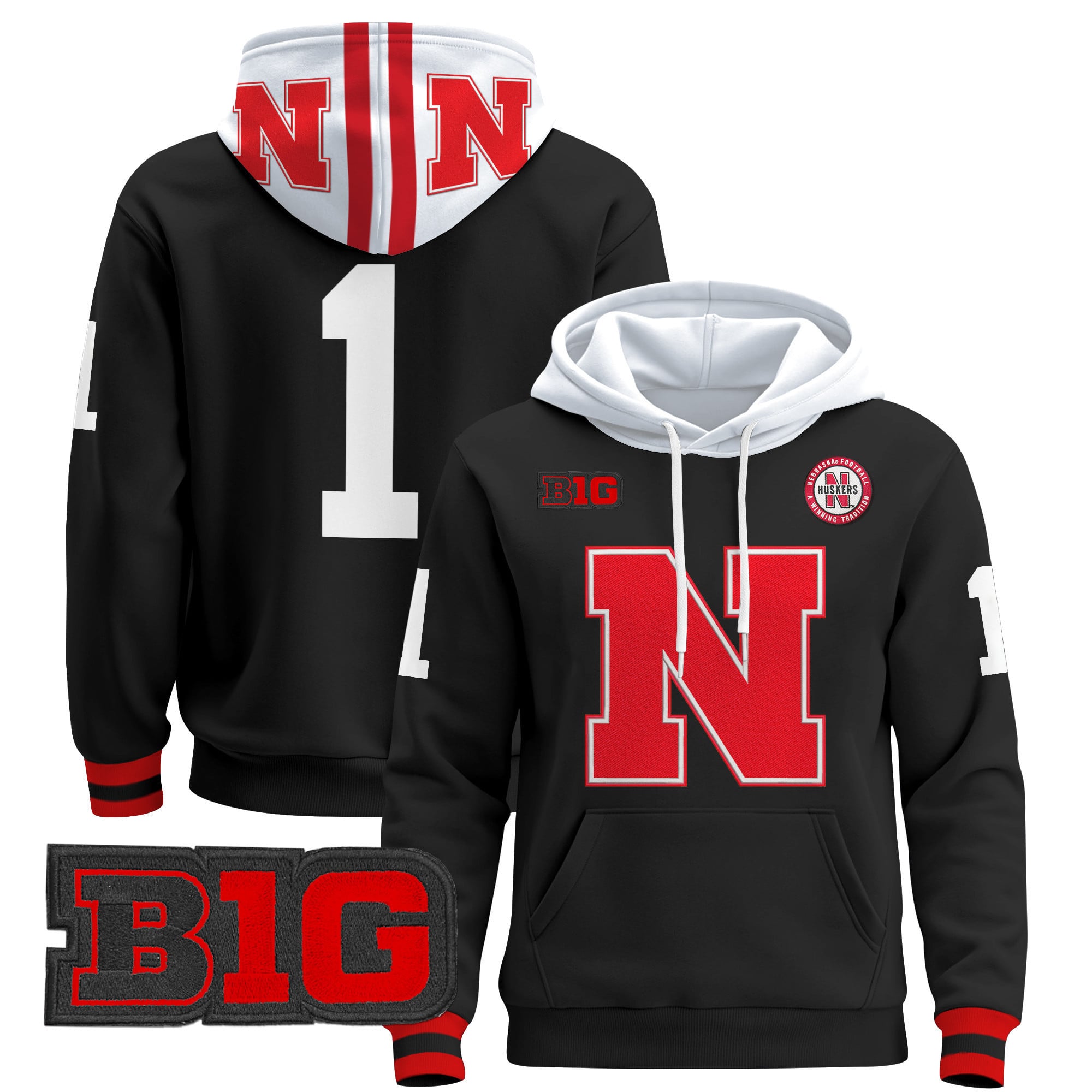 Men's Nebraska Cornhuskers 2024 Pullover Hoodie V2 - All Stitched