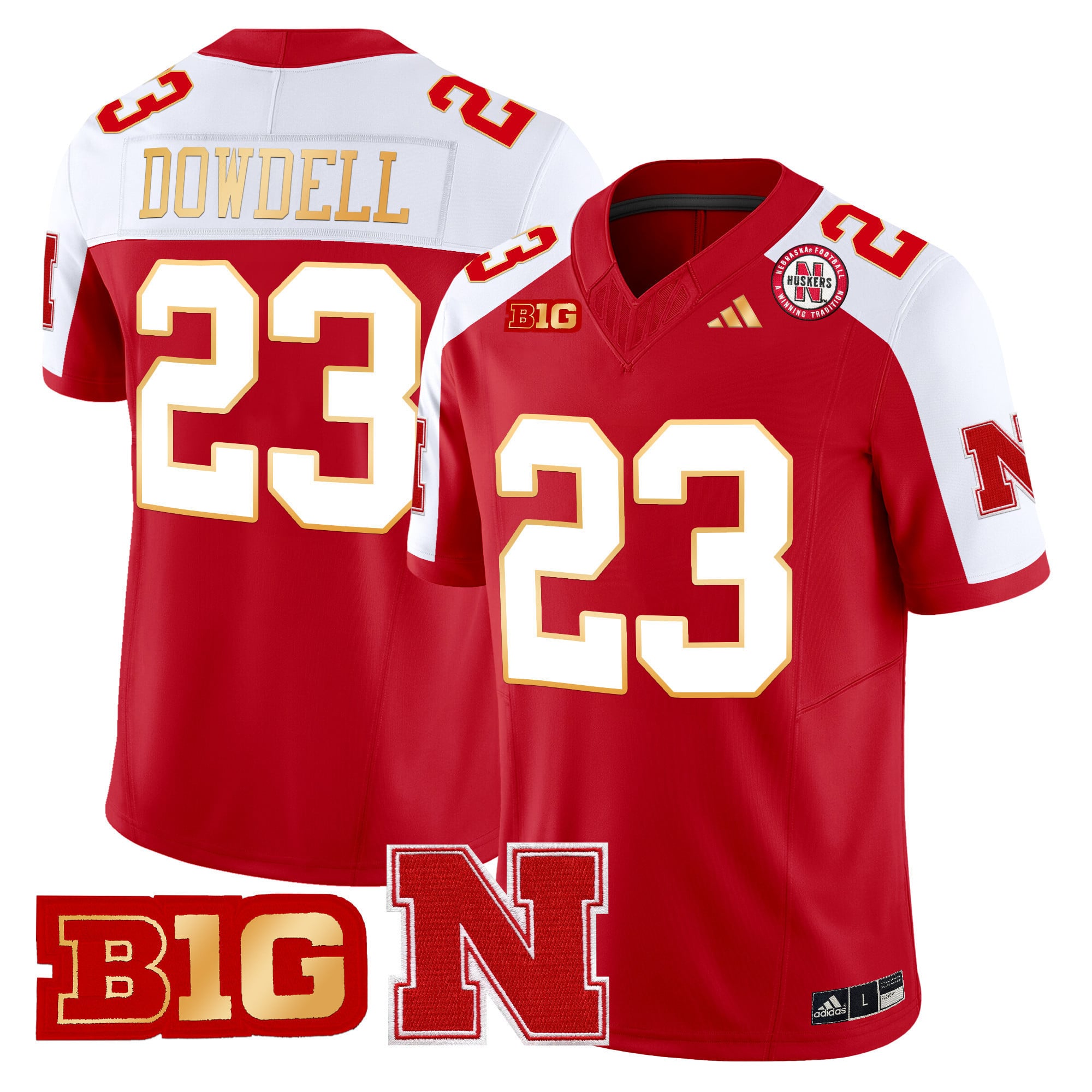 Men's Nebraska Cornhuskers 2024 Gold Trim Vapor Limited Jersey - All Stitched
