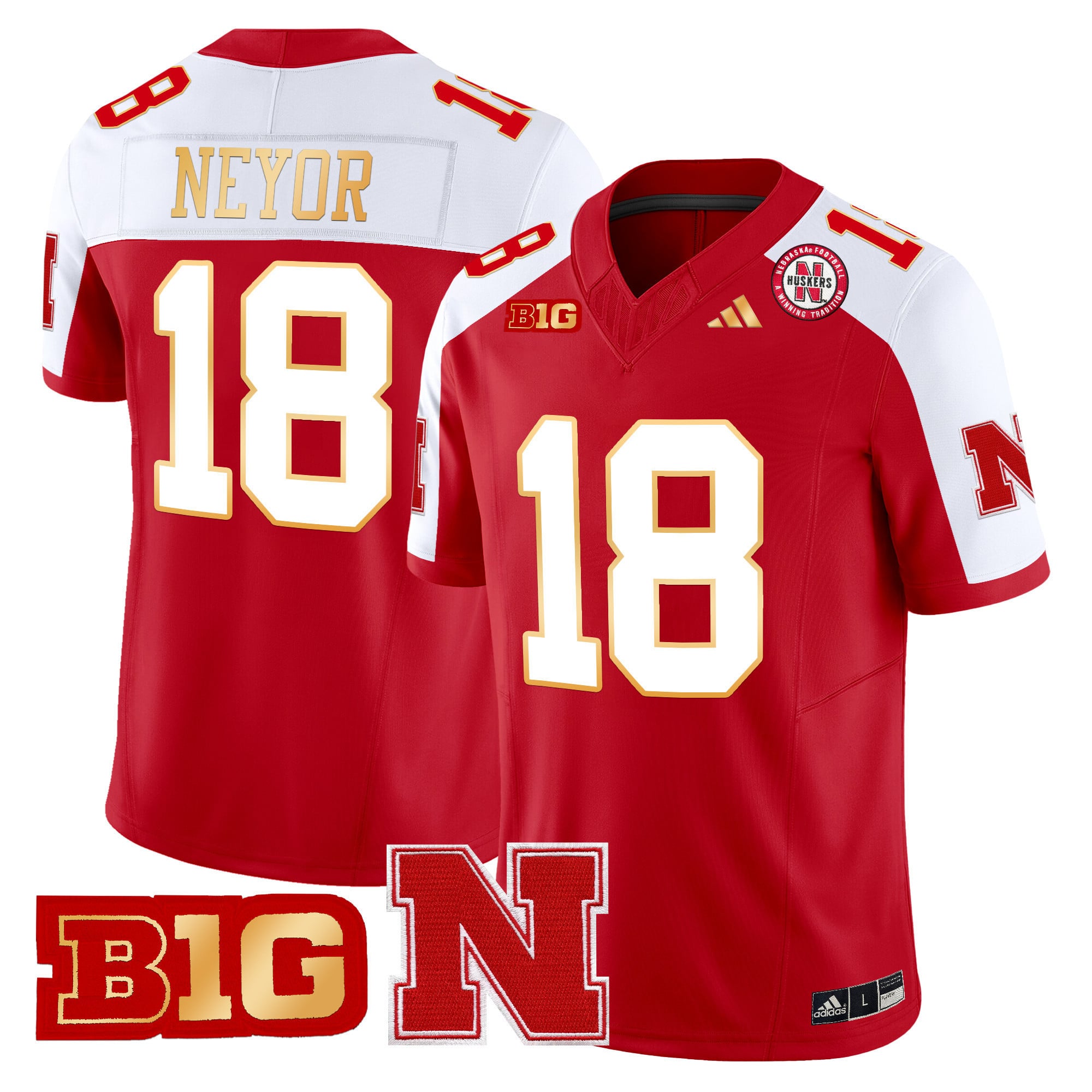 Men's Nebraska Cornhuskers 2024 Gold Trim Vapor Limited Jersey - All Stitched