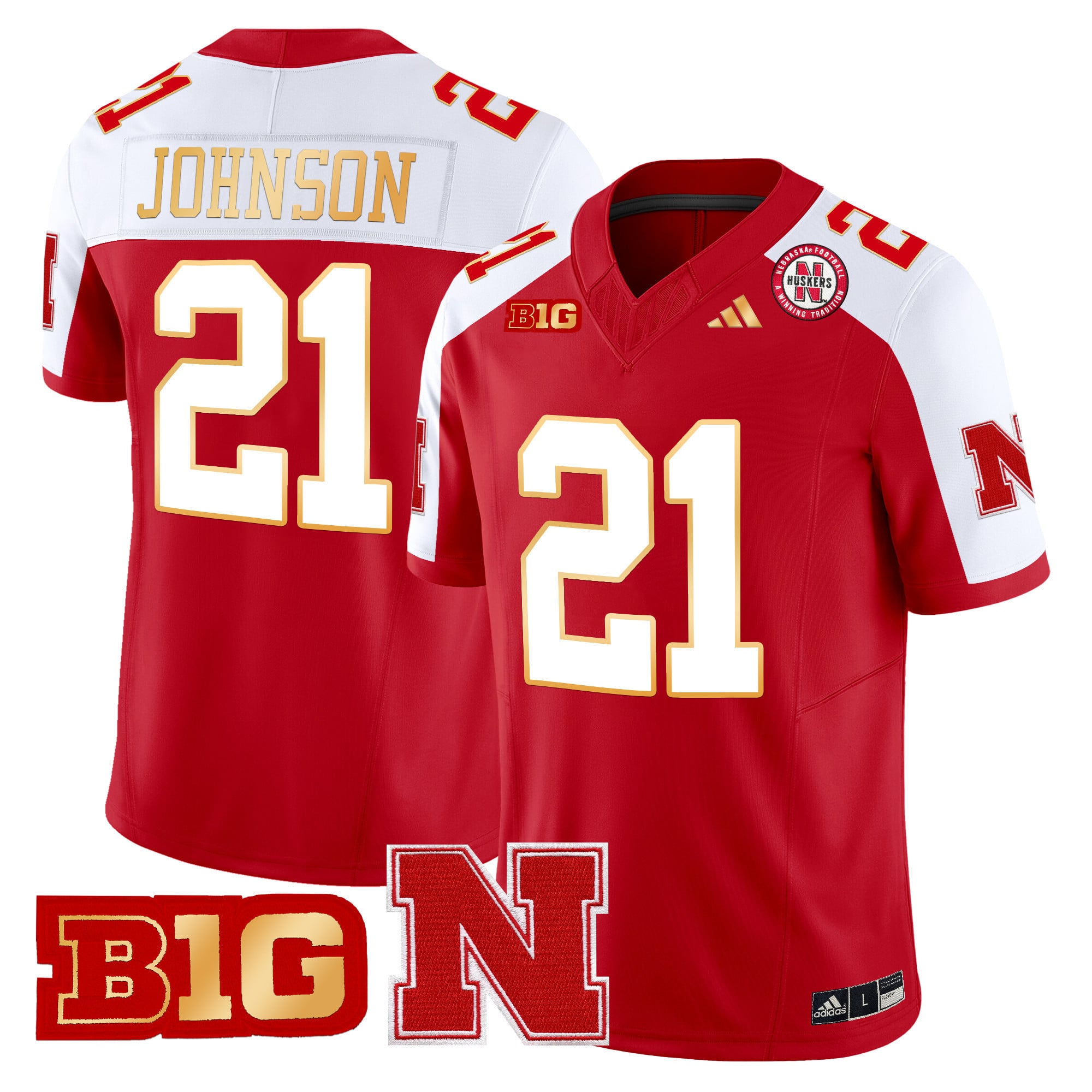 Men's Nebraska Cornhuskers 2024 Gold Trim Vapor Limited Jersey - All Stitched