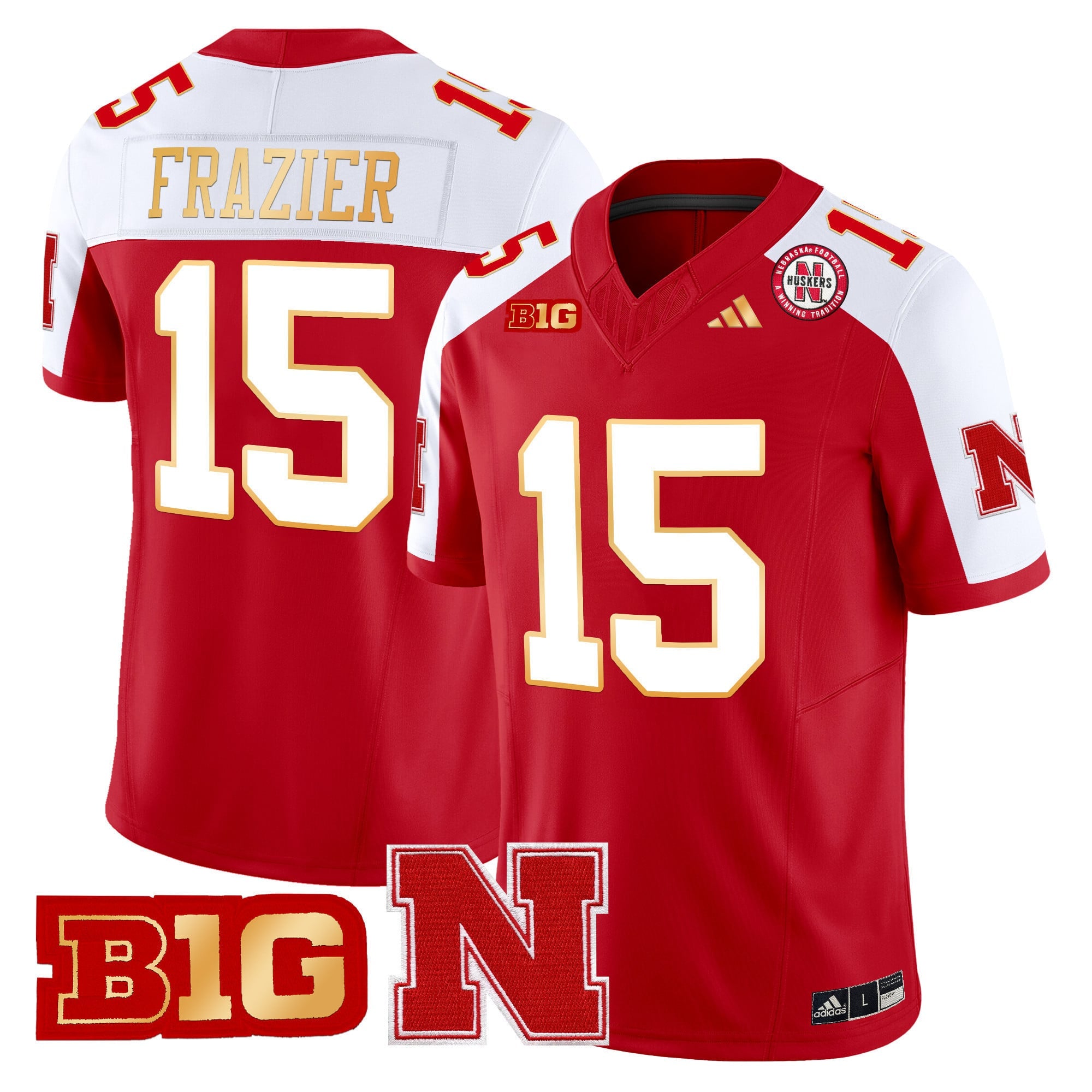 Men's Nebraska Cornhuskers 2024 Gold Trim Vapor Limited Jersey - All Stitched