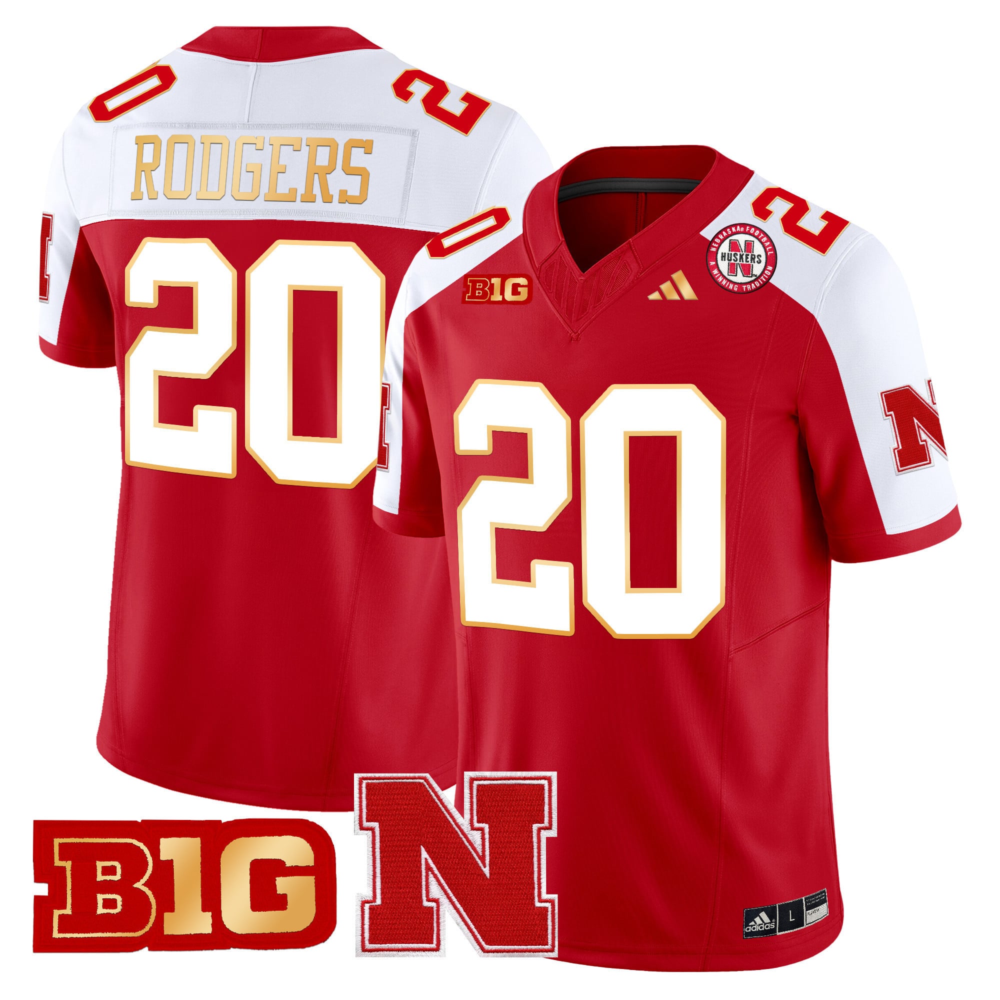 Men's Nebraska Cornhuskers 2024 Gold Trim Vapor Limited Jersey - All Stitched